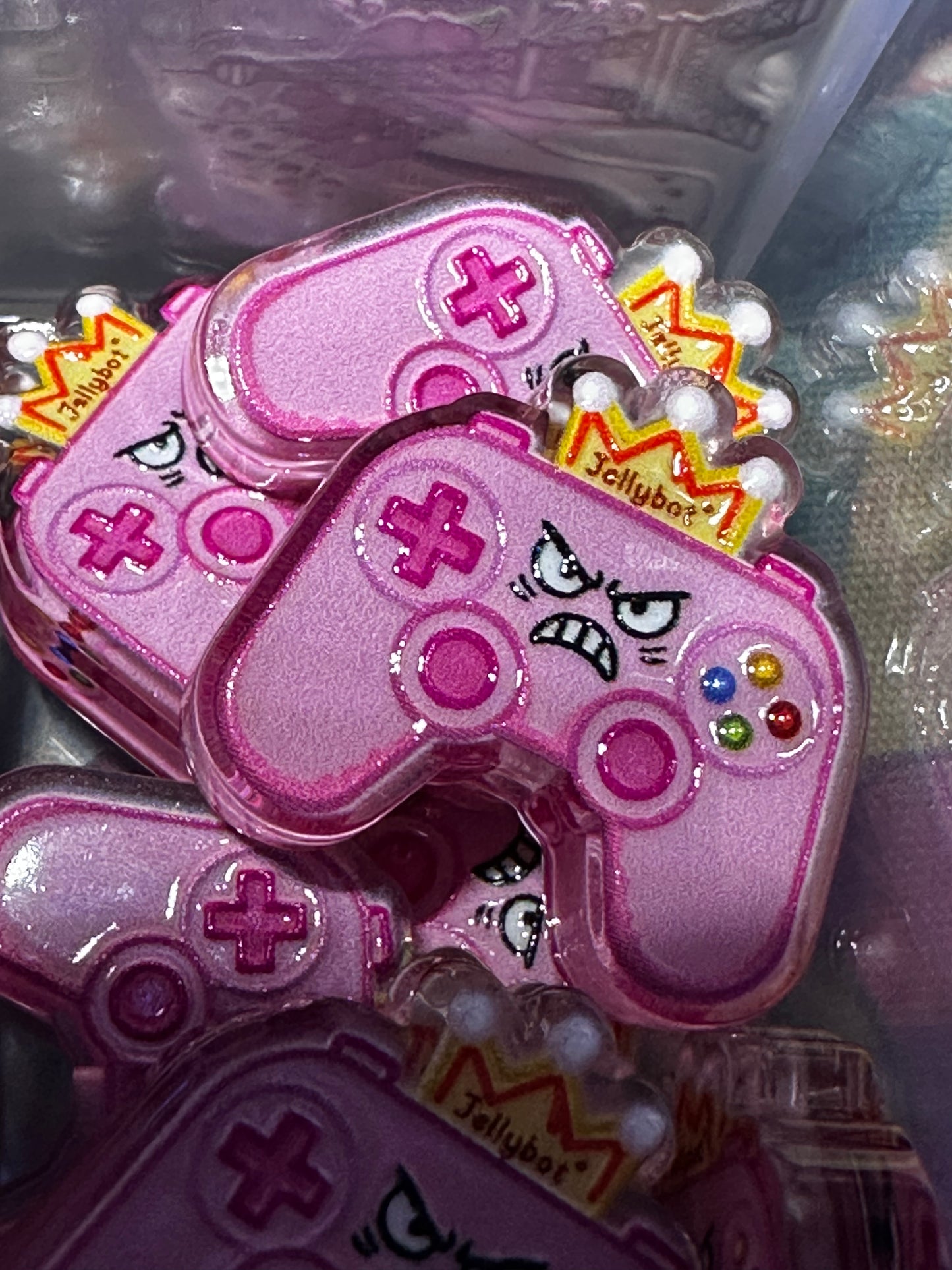 Pink Game Controller acrylic focal bead- set of 2/ focal bead/ pen beading / keychain bead/crown