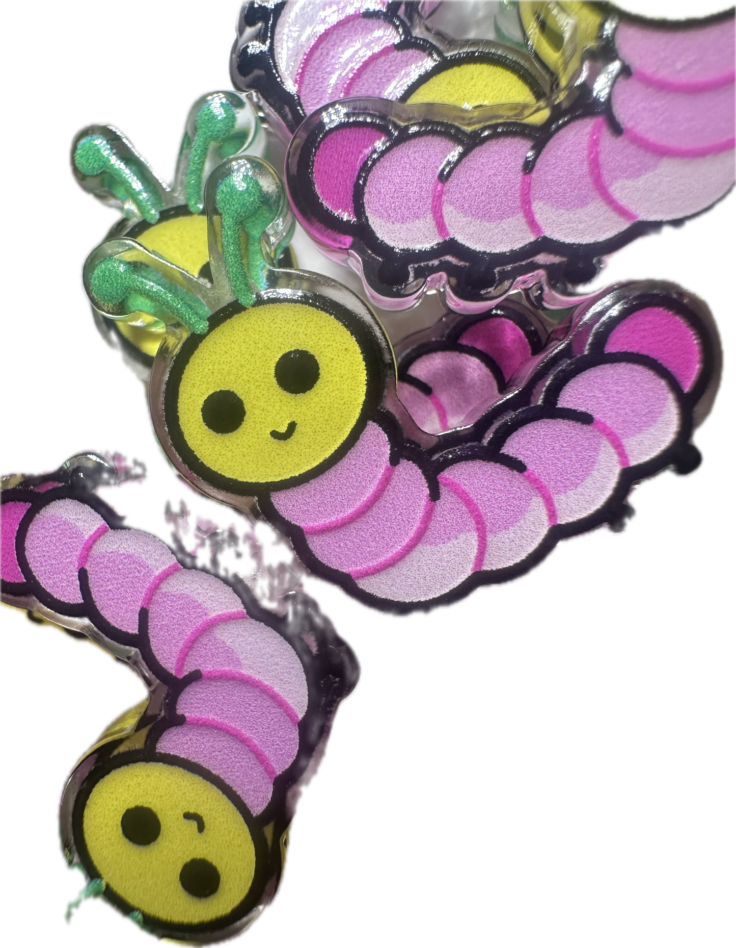 Inch worm acrylic focal bead- set of 2/ focal bead/ pen beading / keychain bead /