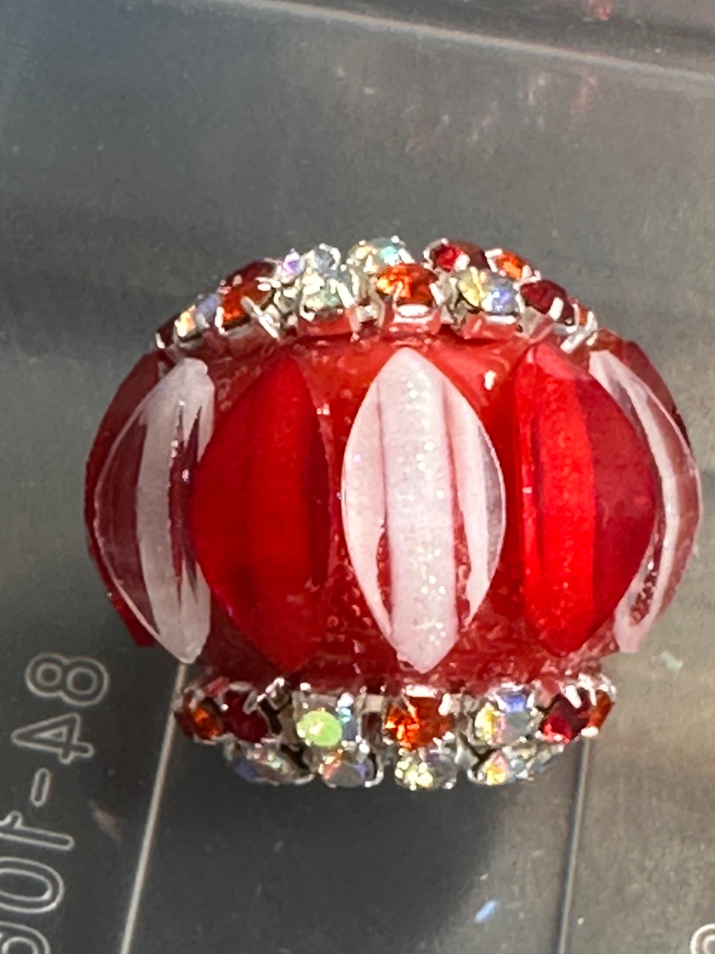 Handmade Rhinestone Accent Bead – Various Colors - Set of 5/ elegant handcrafted beads/ pen bead/ bag charm bead style #2/Fancy beads