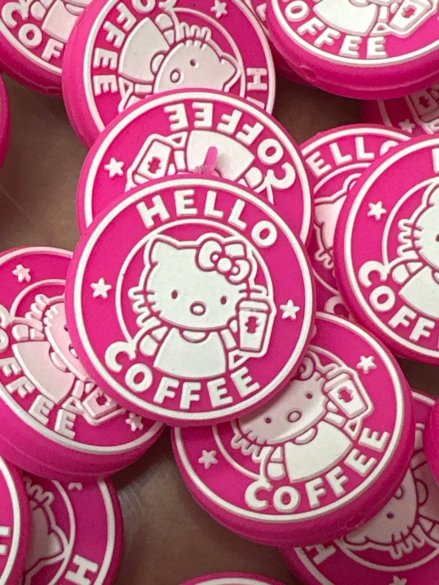 Hello Coffee silicone focal bead/ iced coffee/ bobba tea / cat