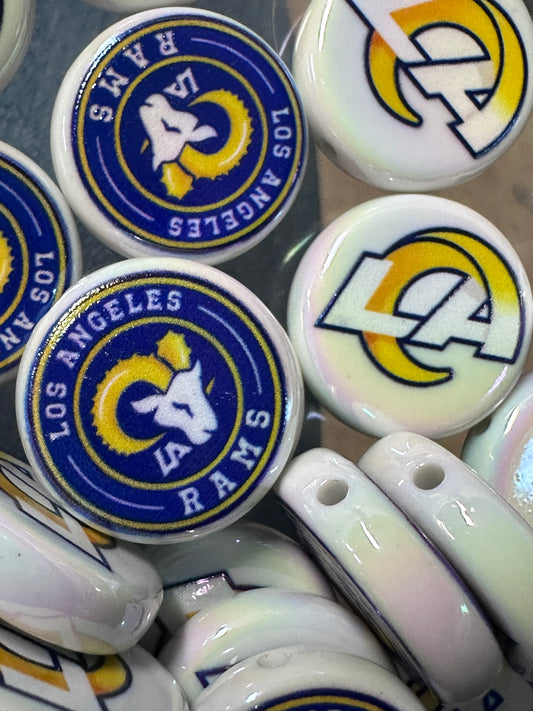 LA Rams Acrylic bead- set of 5/ focal bead/ pen beading / keychain bead/ football /Approx. 23mm