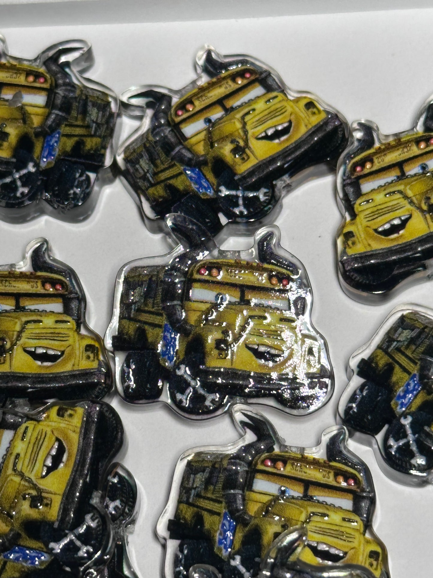 School Bus acrylic focal bead- set of 2/ focal bead/ pen beading / keychain bead/