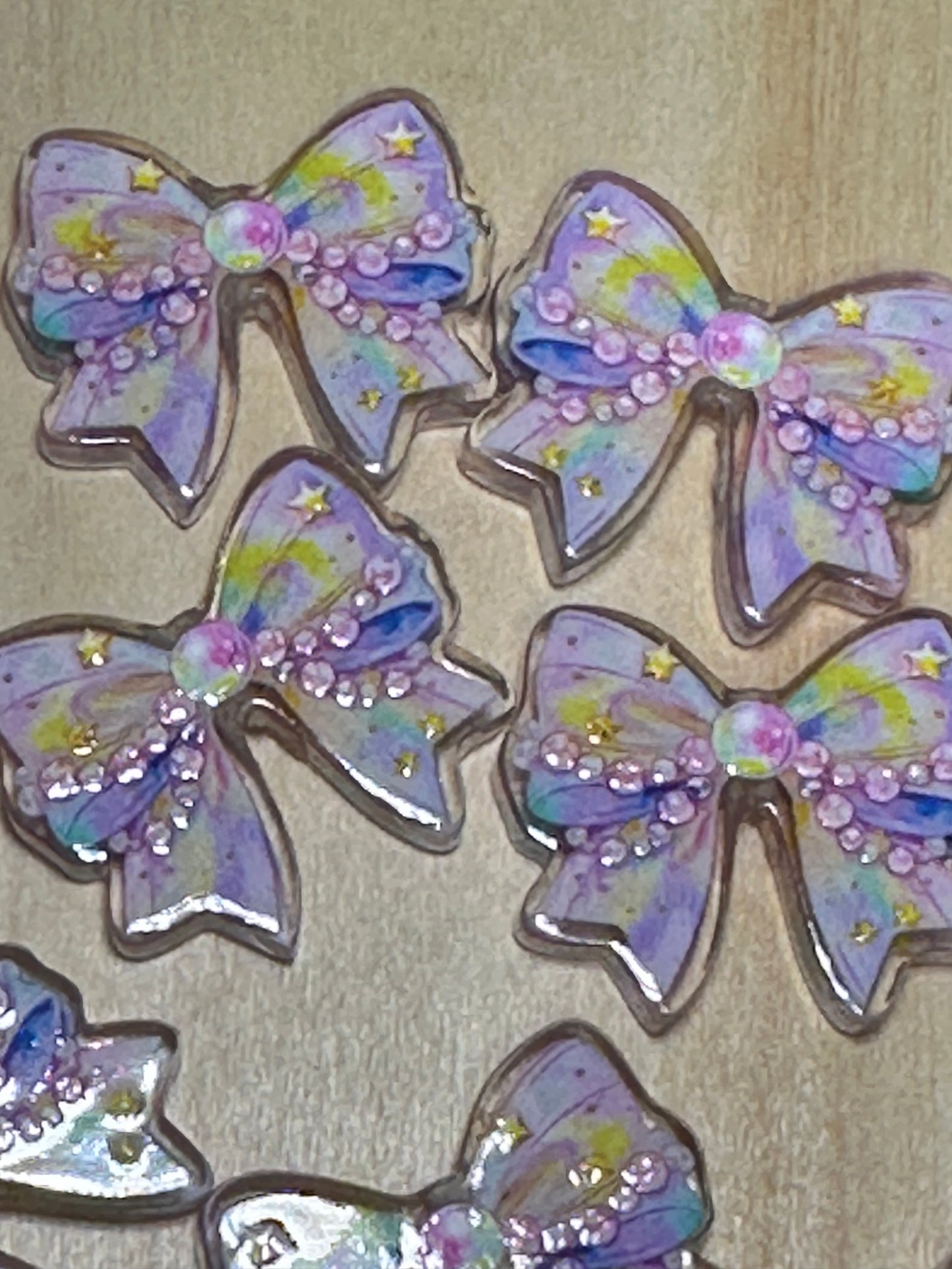 Pastel colors bow acrylic focal bead- set of 2/ focal bead/ pen beading / keychain bead