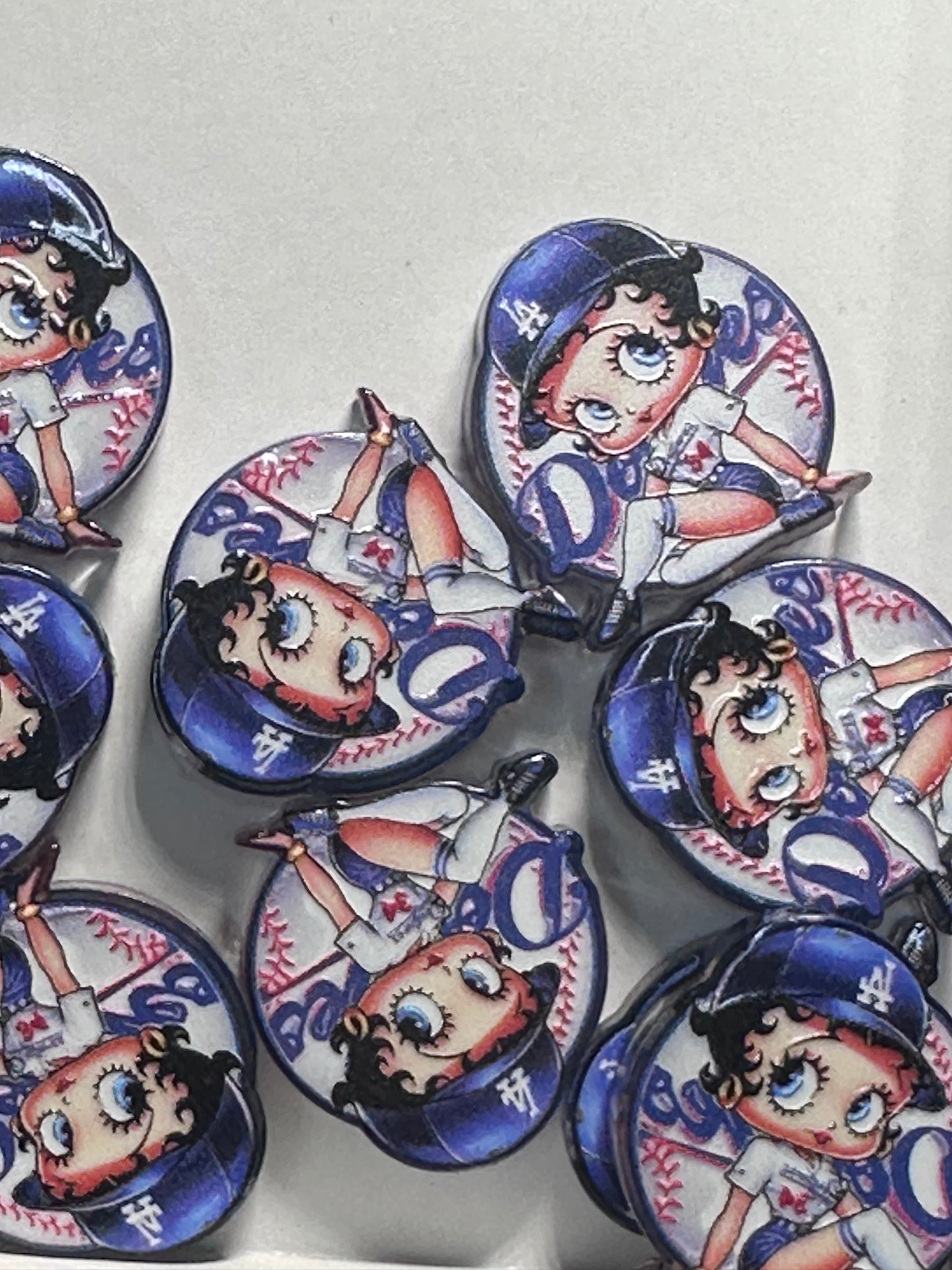 Baseball player girl acrylic focal bead- set of 2/ focal bead/ pen beading / keychain bead/Los Angeles