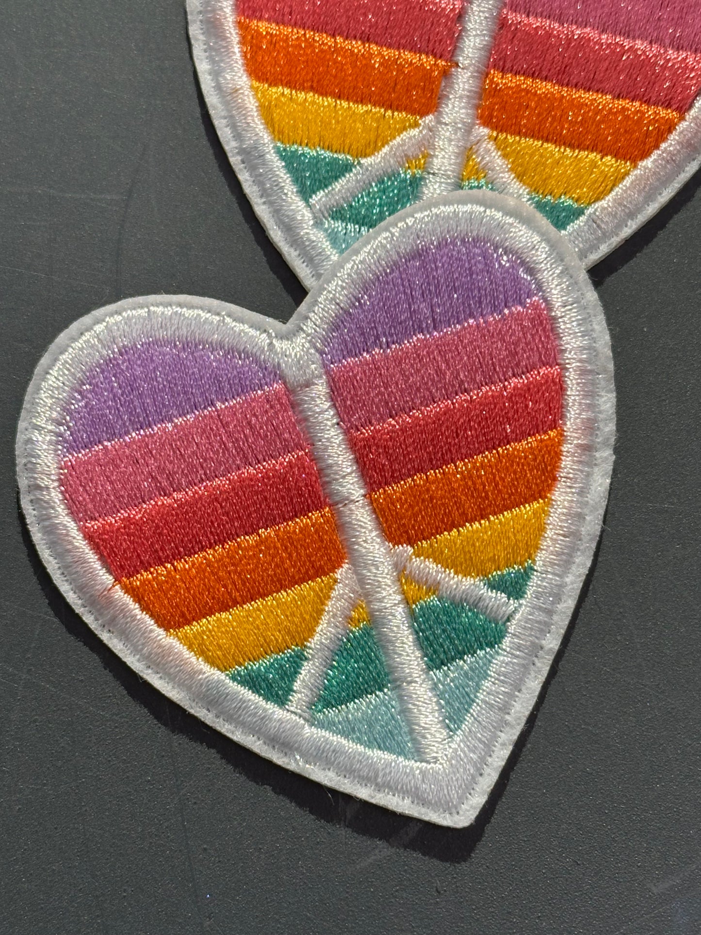 PEACE RAINBOW HEART EMBROIDERED IRON ON PATCH/ SIZE APPROX 3"x3"/ QUALITY MATERIAL/FABRIC PATCHES