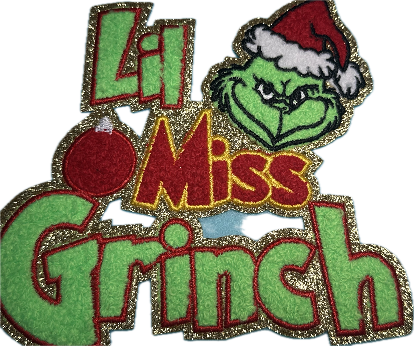 LIL MISS GRIN /EVERYONES FAVORITE GROUCHY CHRISTMAS HATER PATCH LARGE APPROX.  11 X 7.5 -RED