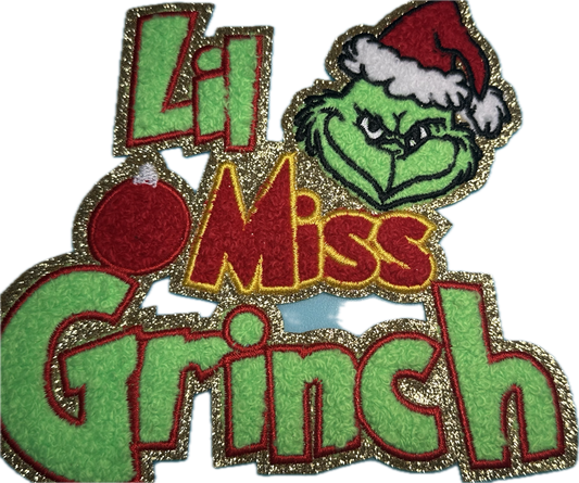 LIL MISS GRIN /EVERYONES FAVORITE GROUCHY CHRISTMAS HATER PATCH LARGE APPROX.  11 X 7.5 -RED