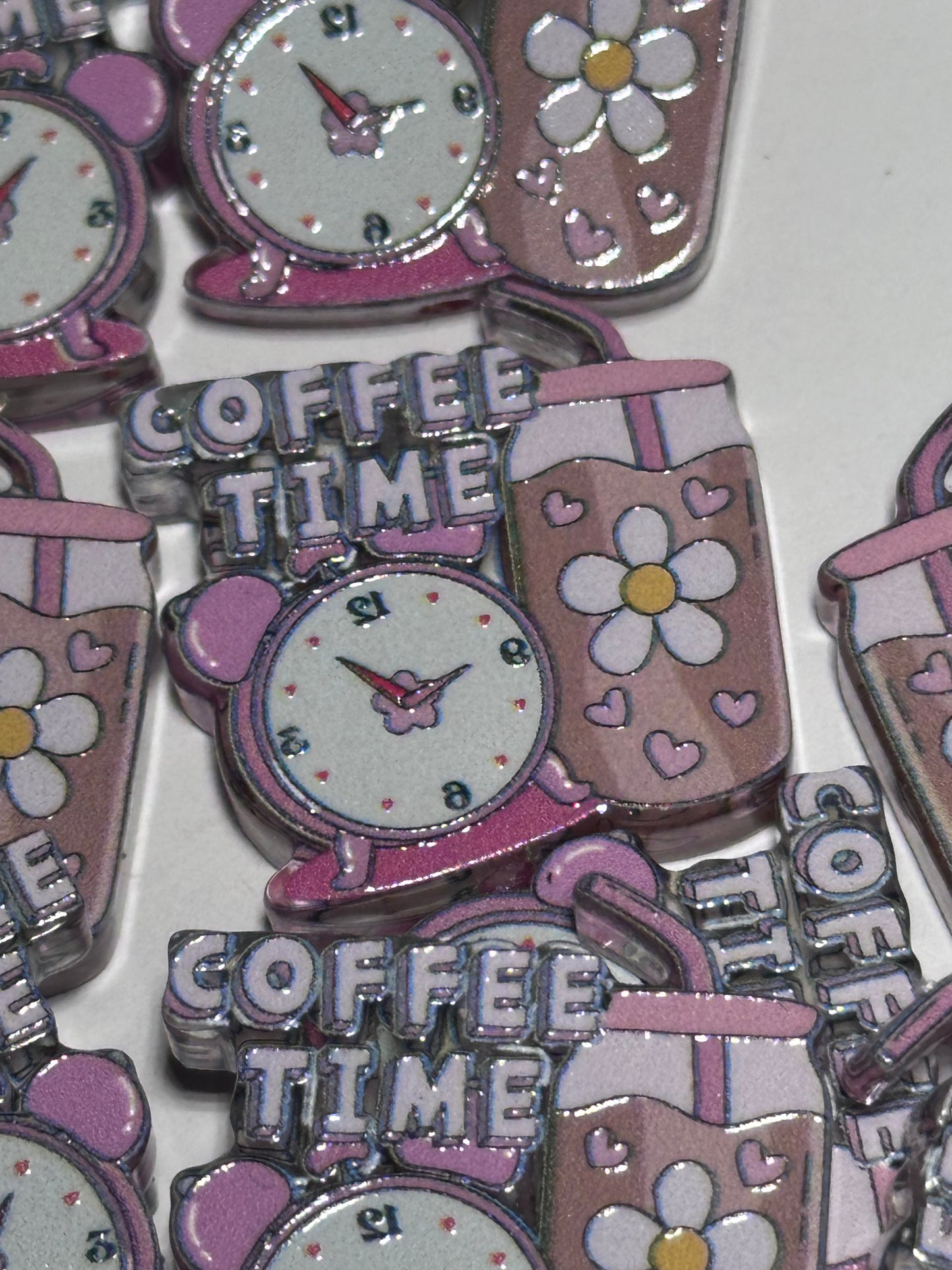 Coffee Time acrylic focal bead- set of 2/ focal bead/ pen beading / keychain bead/ drink