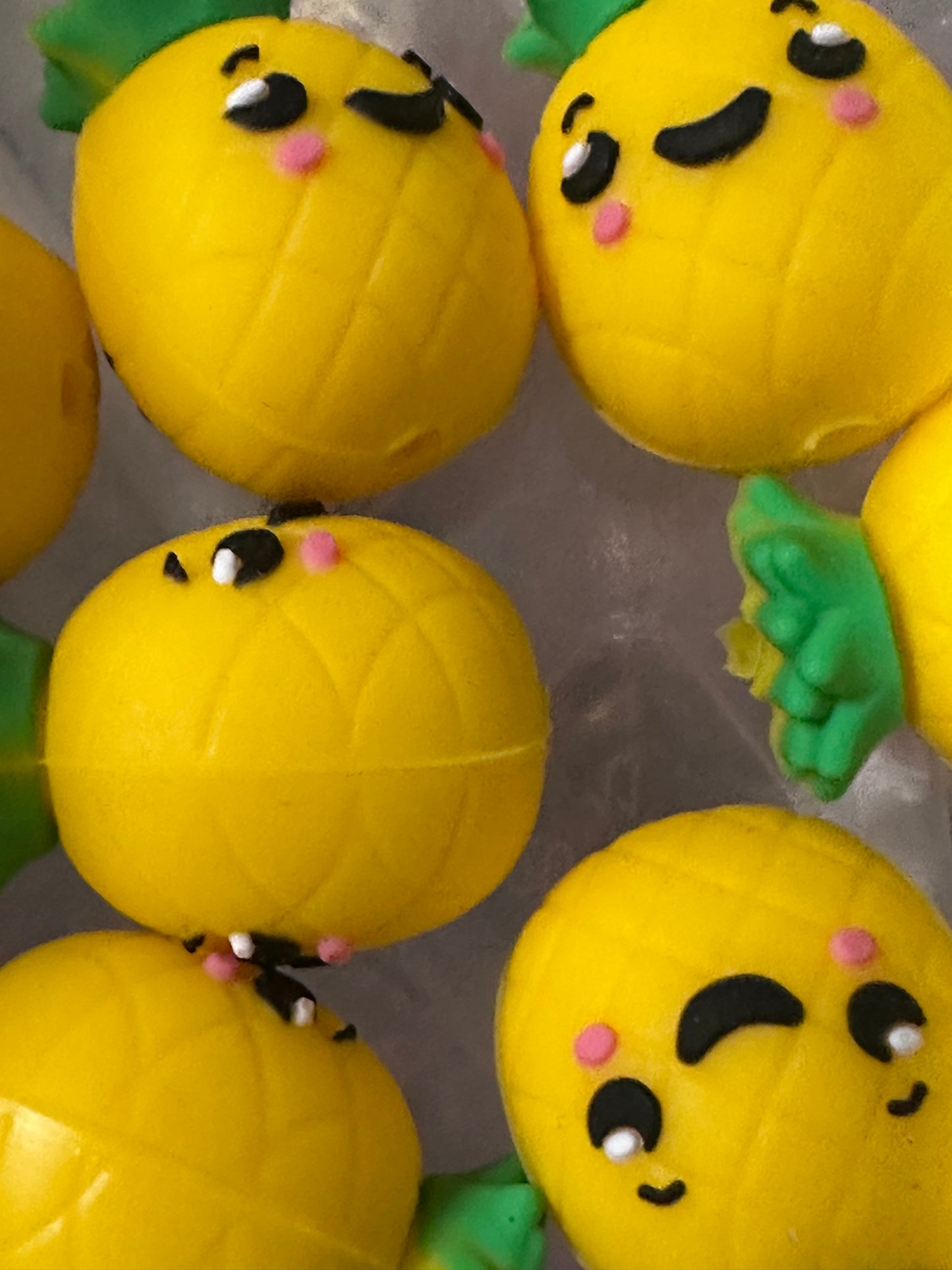 3D Yellow Pineapple silicone focal bead/fruit focal bead