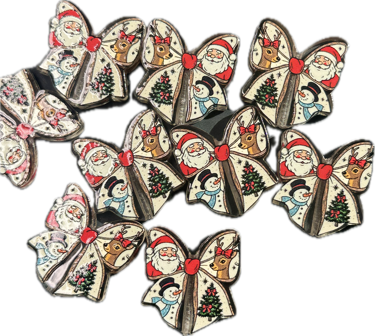 Christmas bow acrylic focal bead- set of 2/ focal bead/ pen beading / keychain bead / jewelry DIY