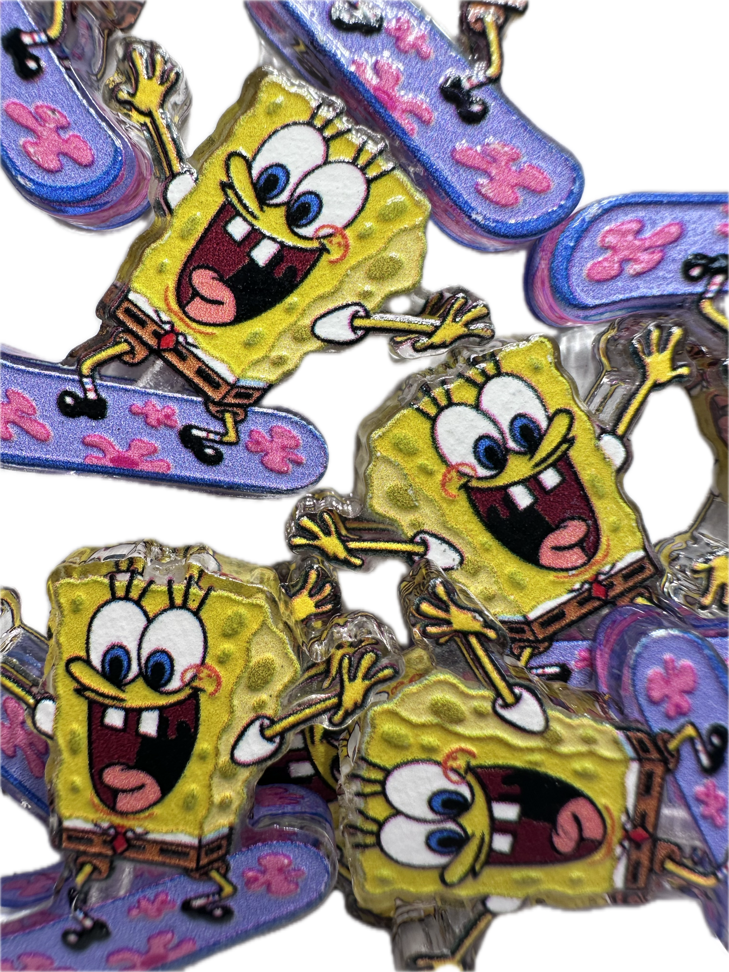 Yellow guy on skateboard acrylic focal bead- set of 2/ focal bead/ pen beading / keychain bead/
