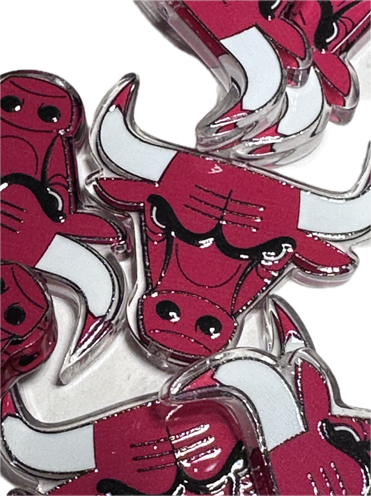 Chicago Bulls acrylic focal bead- set of 2/ focal bead/ pen beading / keychain bead/ basketball