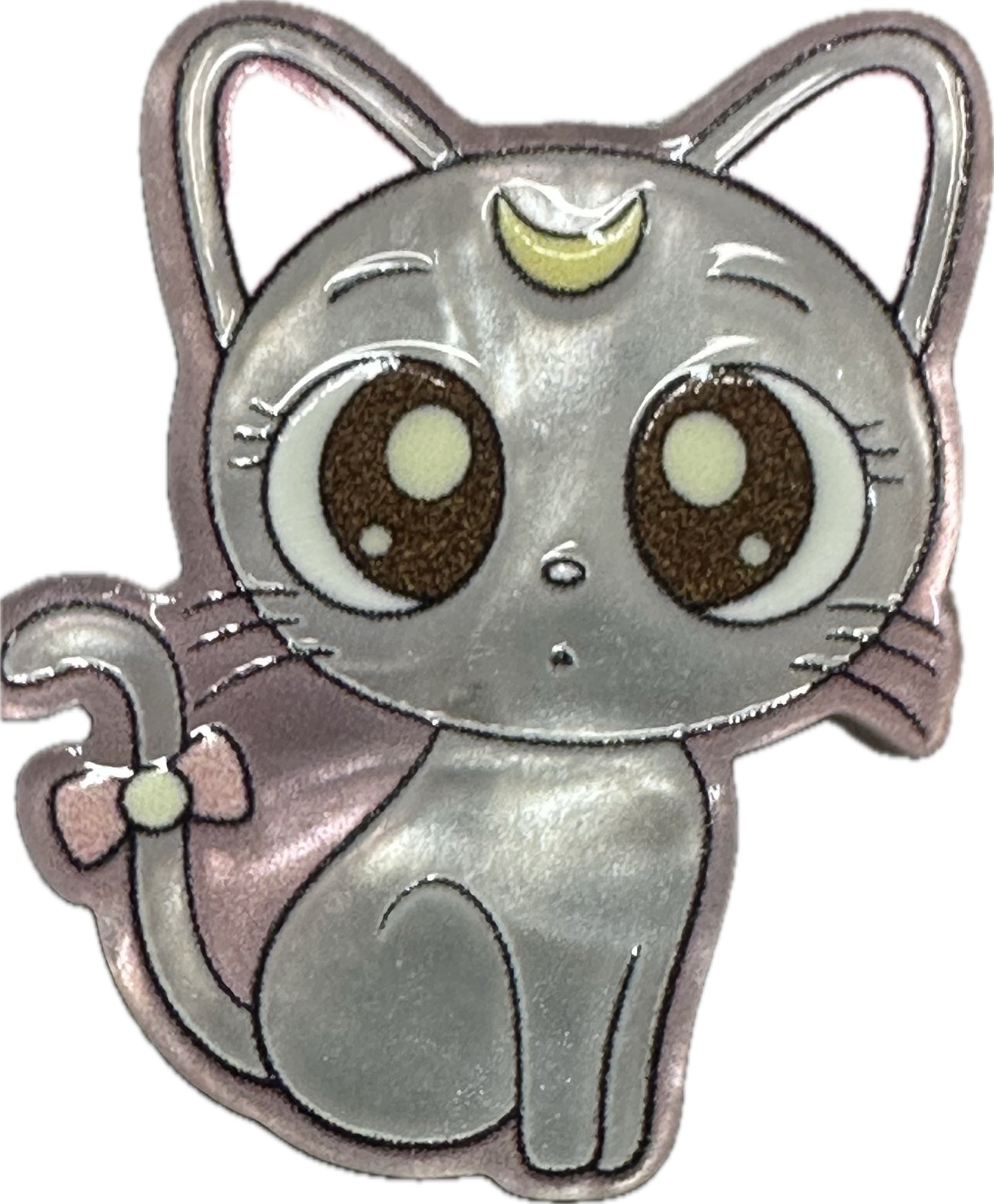 Grey cat with moon  kitty cat acrylic focal bead- set of 2/ focal bead/ pen beading / keychain bead