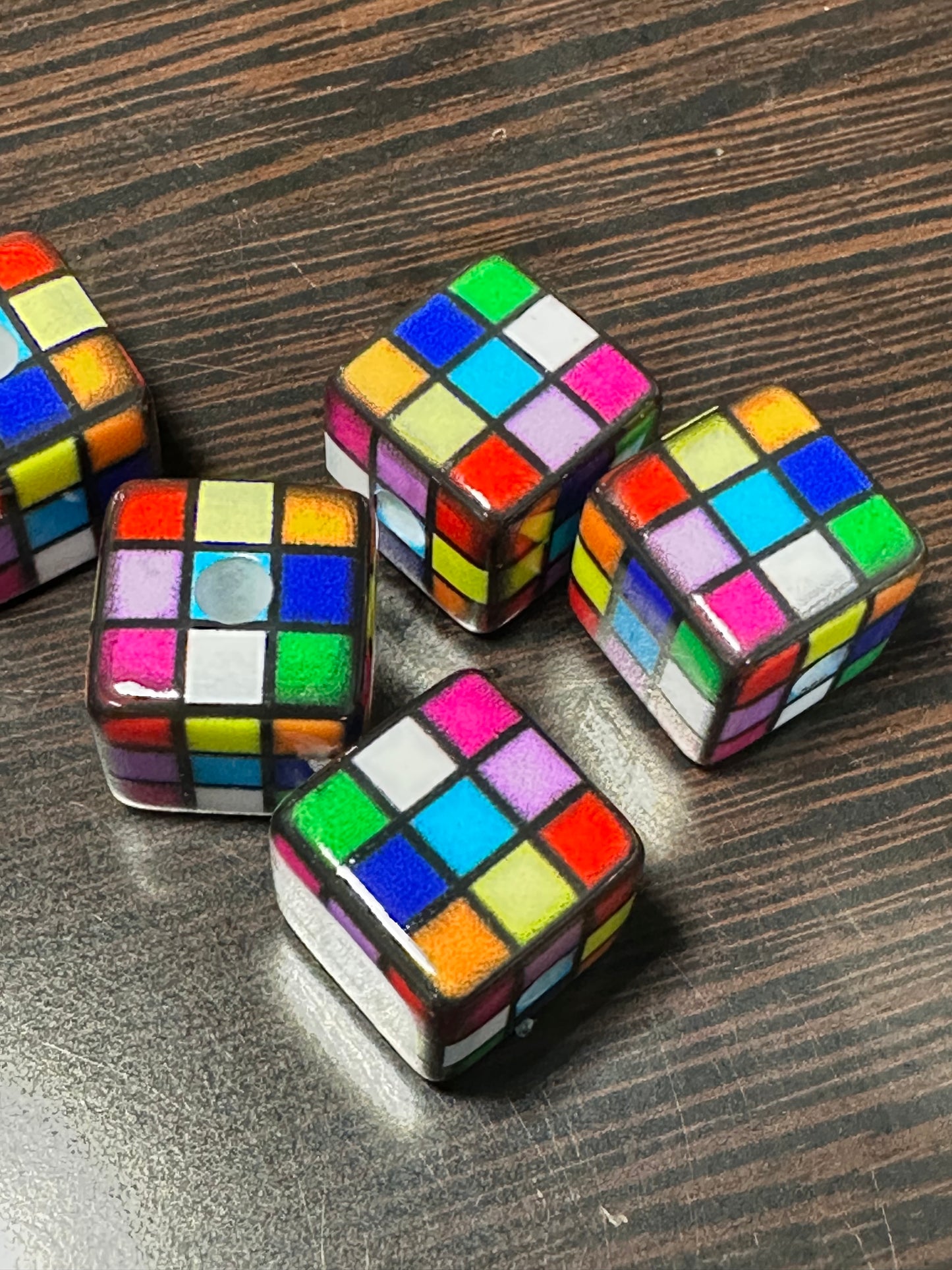 Ten (10) acrylic assorted colors cubed shaped beads/ beadable pen/ keychain bead/square bead