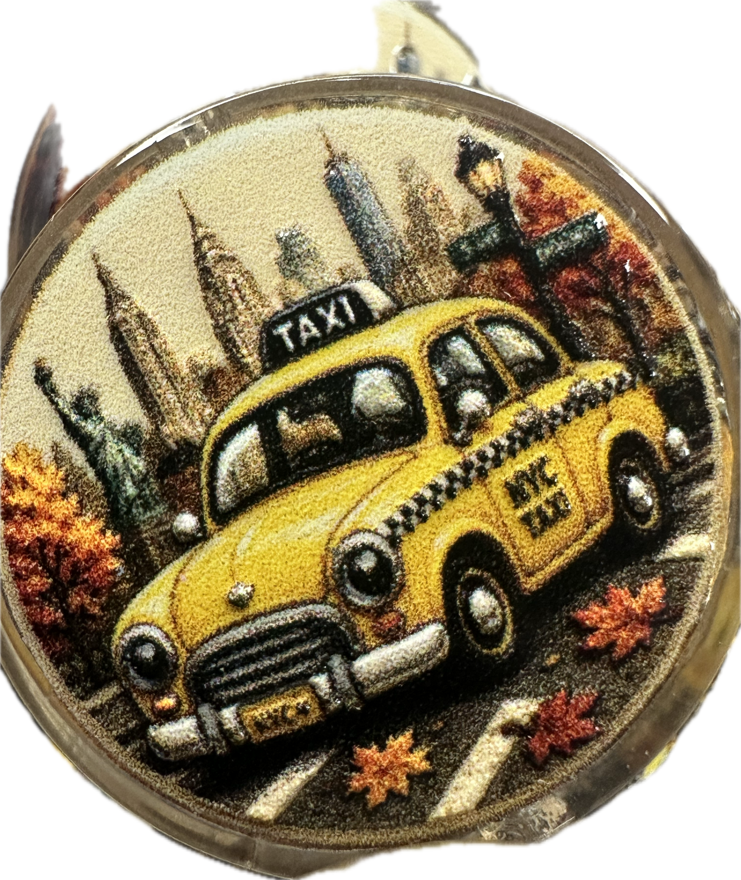 NYC Taxi acrylic focal bead- set of 2/ focal bead/ pen beading / keychain bead/ Designed by GREER and COMPANY