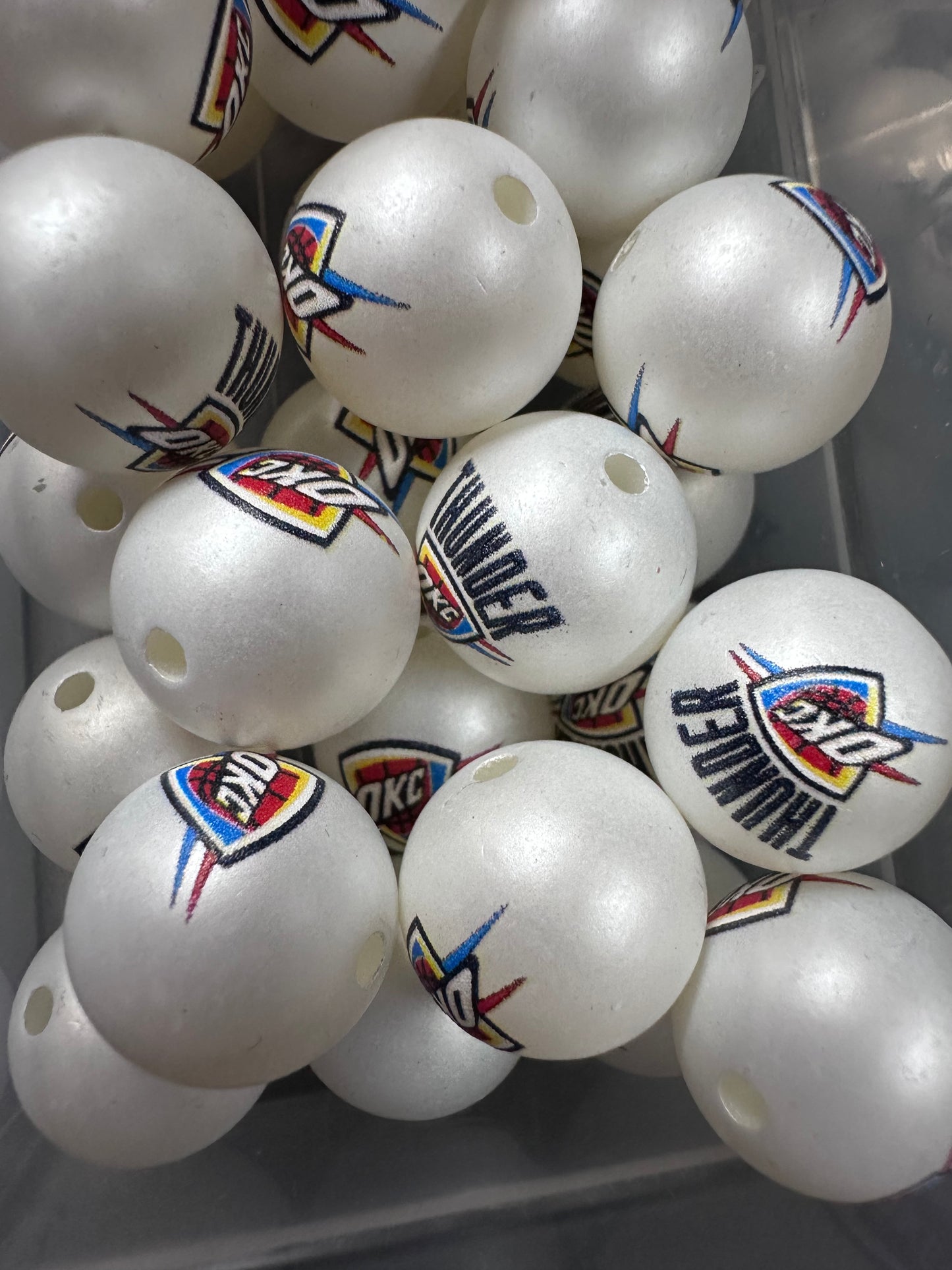 OKC Thunder 16mm Sports Print Beads • Set of 10 • Great for Pens, Keychains & Crafts-