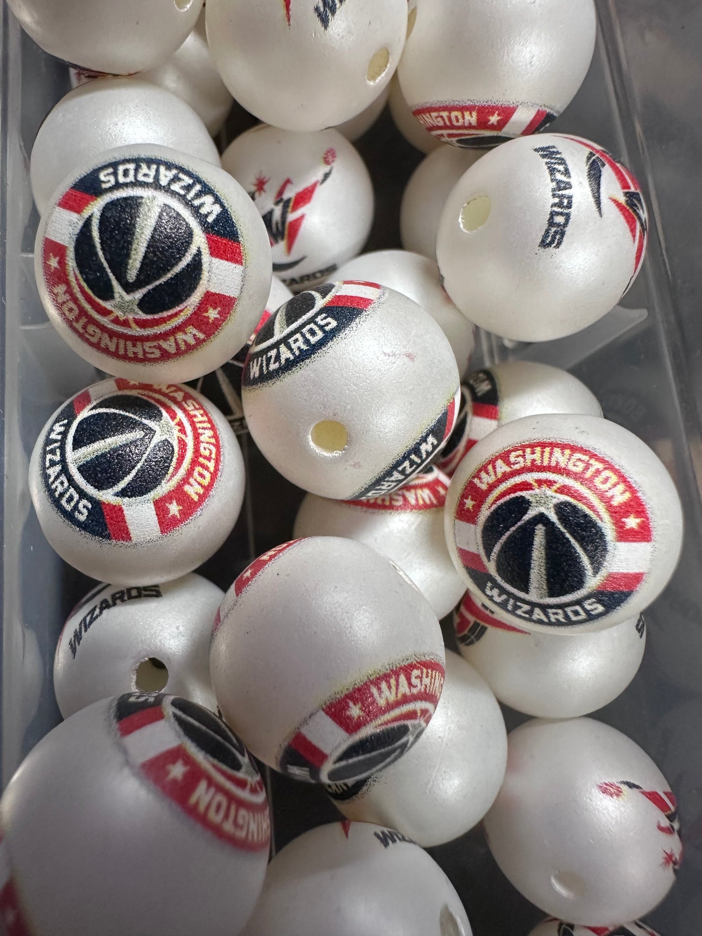 Washington wizards 16mm Sports Print Beads • Set of 10 • Great for Pens, Keychains & Crafts- basketball