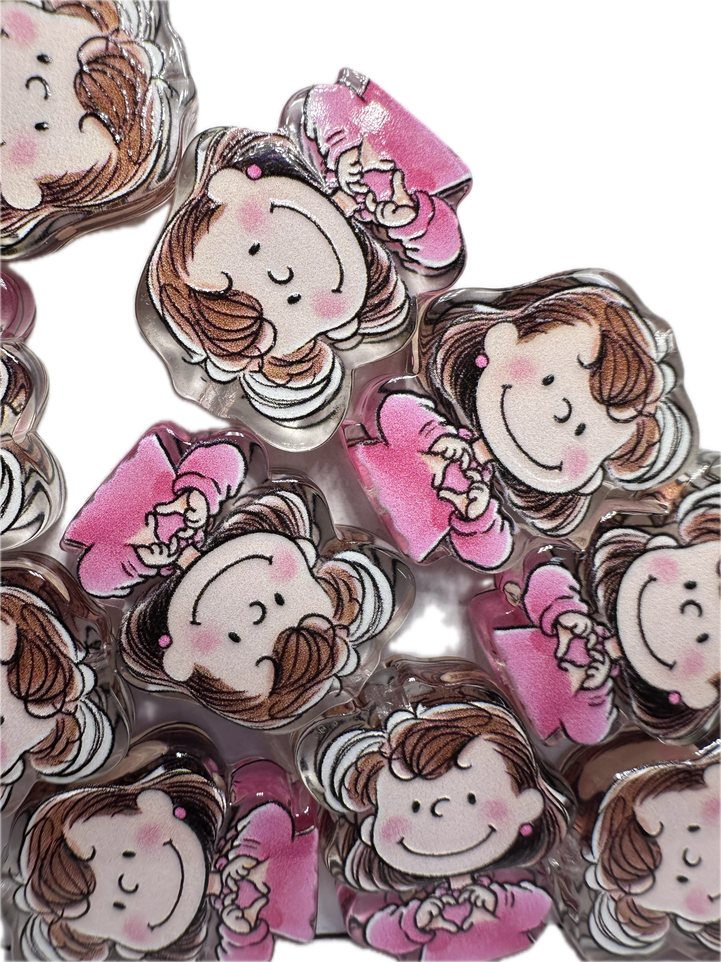 Lucy acrylic focal bead- set of 2/ focal bead/ pen beading / keychain bead/Peanuts