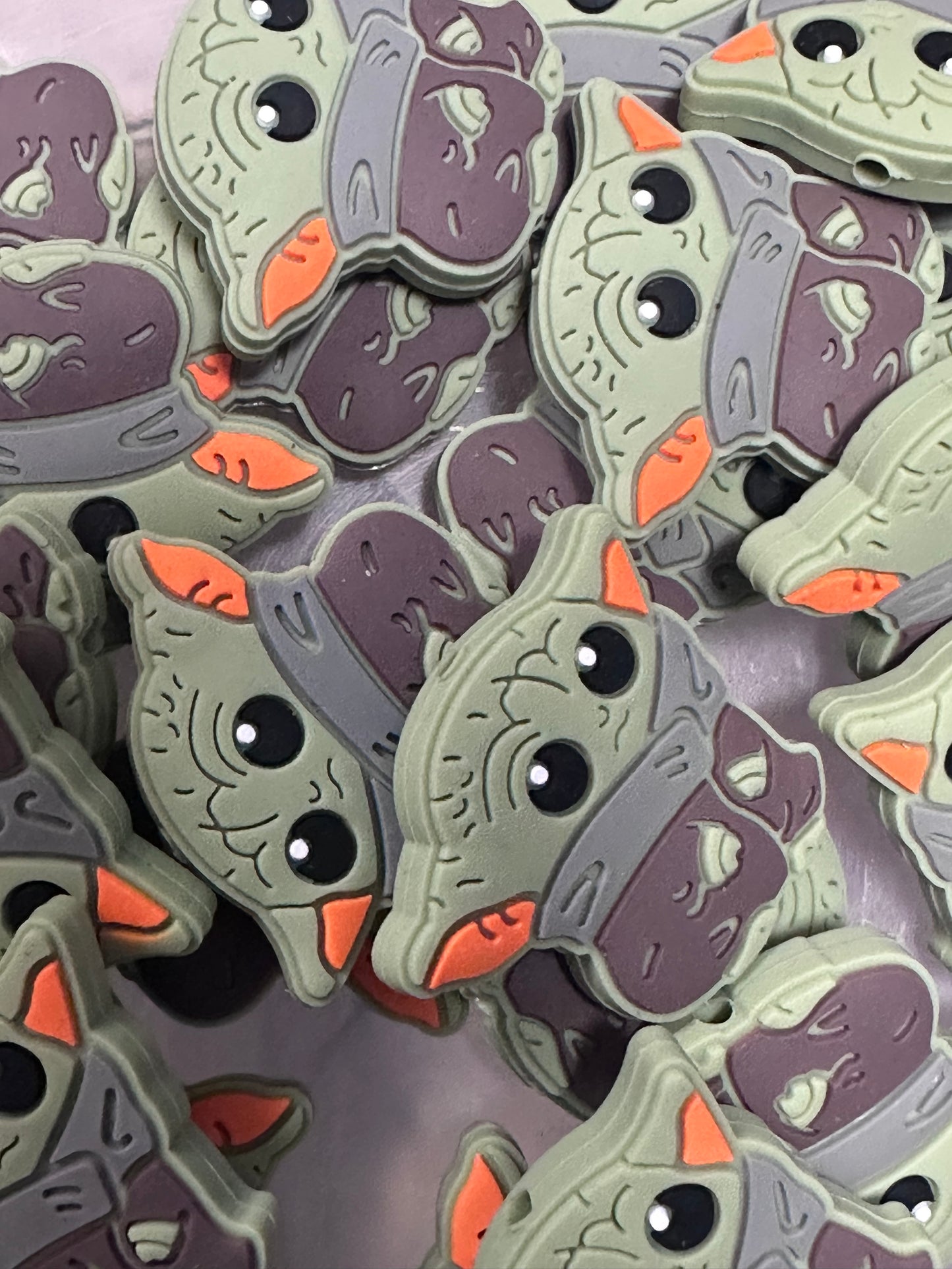 Baby green guy focal bead/star guy/ silicone focal bead/beadable pen bead