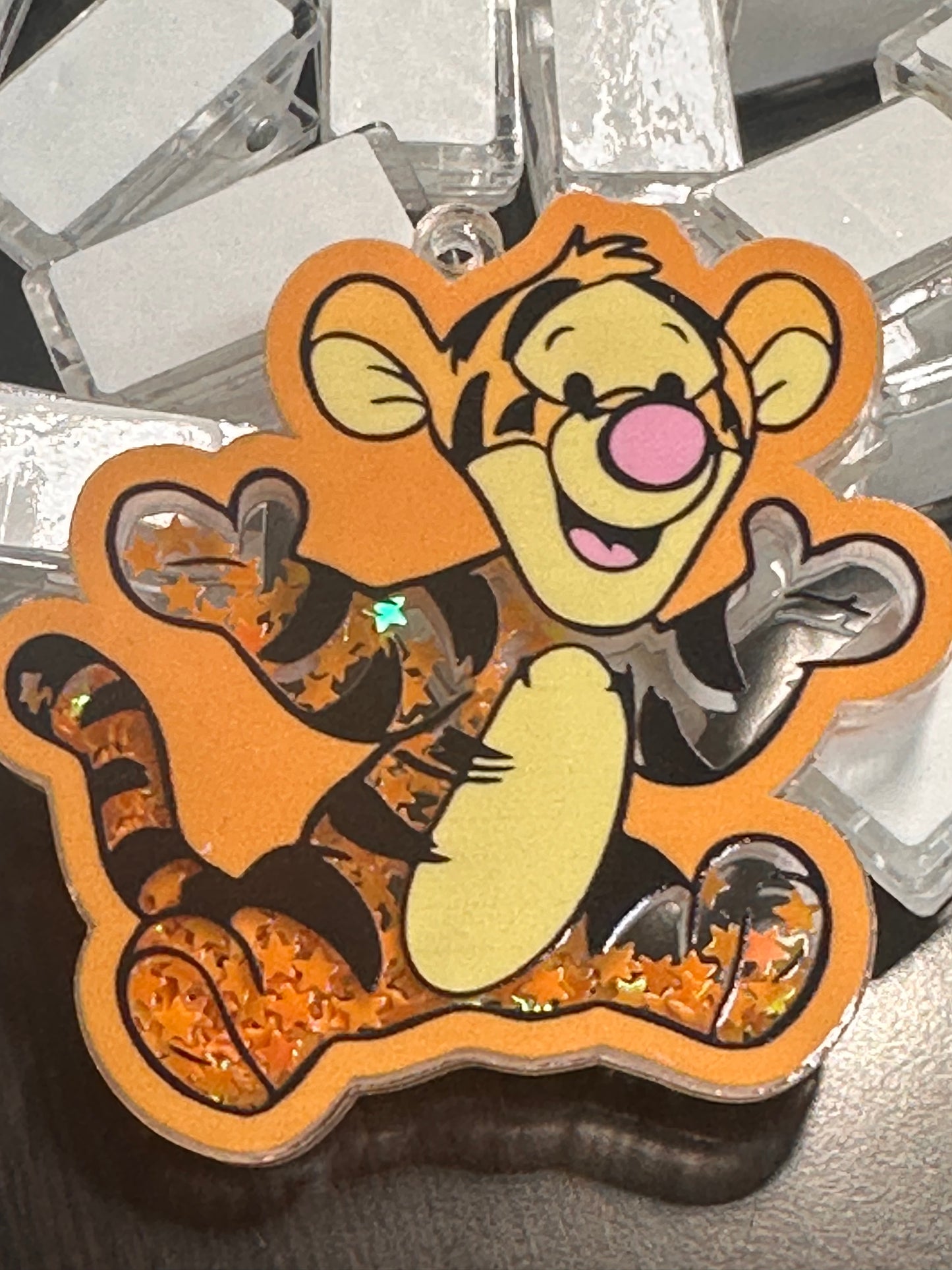 Heart balloon with bear acrylic pieces/ badge reel/ keychain/ planar