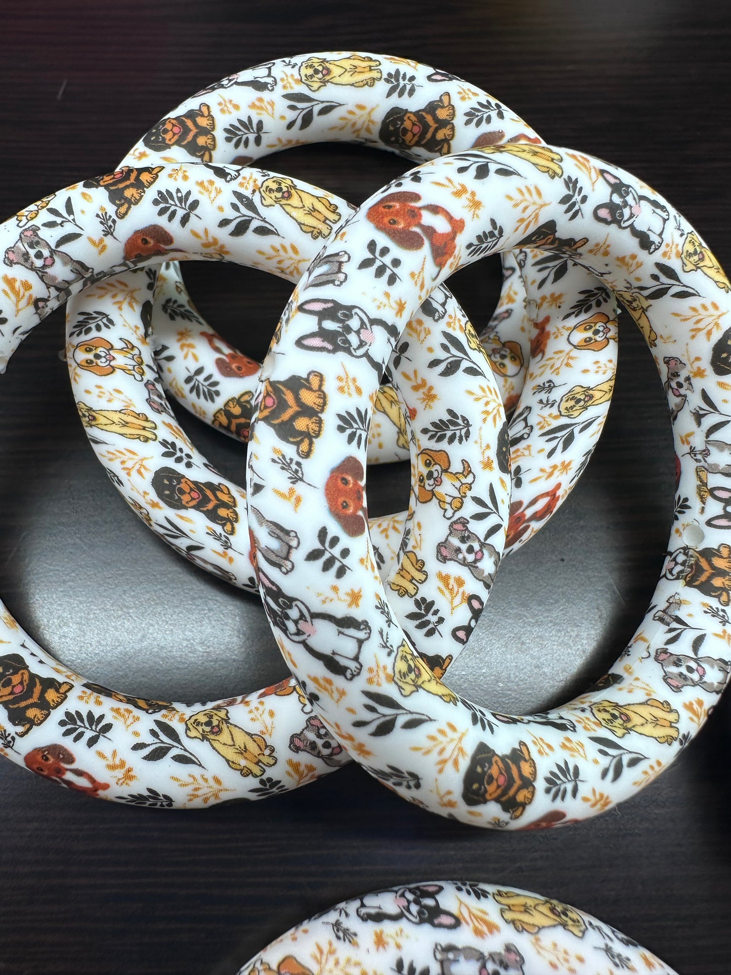 3D Dog silicone focal beads Golden Retriever, Pit Bull, Beagle, Rottweiler, Coon Hound, Frenchie - matching hoop and round beads