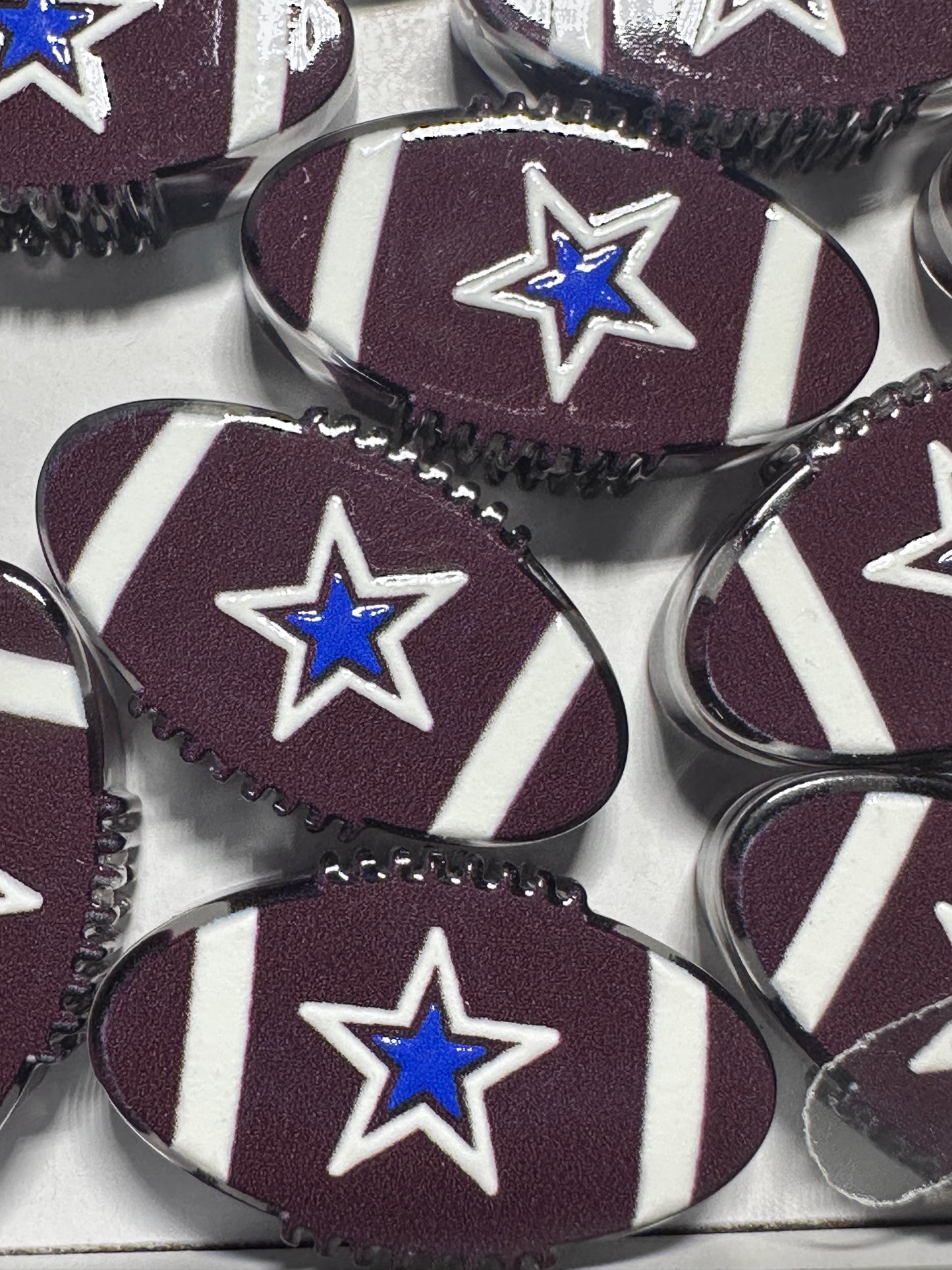 Star Cowboy / football shaped acrylic focal bead- set of 2/ focal bead/ pen beading / keychain bead/ football