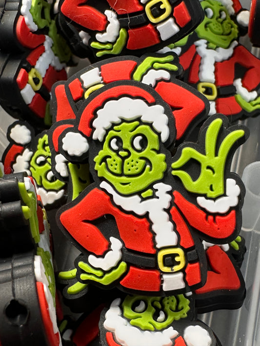 Christmas/ Focal Bead/ beadable pen/ Silicone  bead/ keychain bead/green guy/