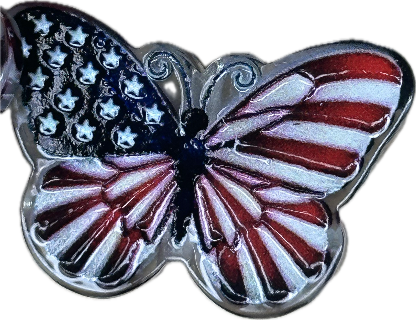 Patriotic butterfly acrylic focal bead- set of 2/ focal bead/ pen beading / keychain bead/ Fourth of July/ American