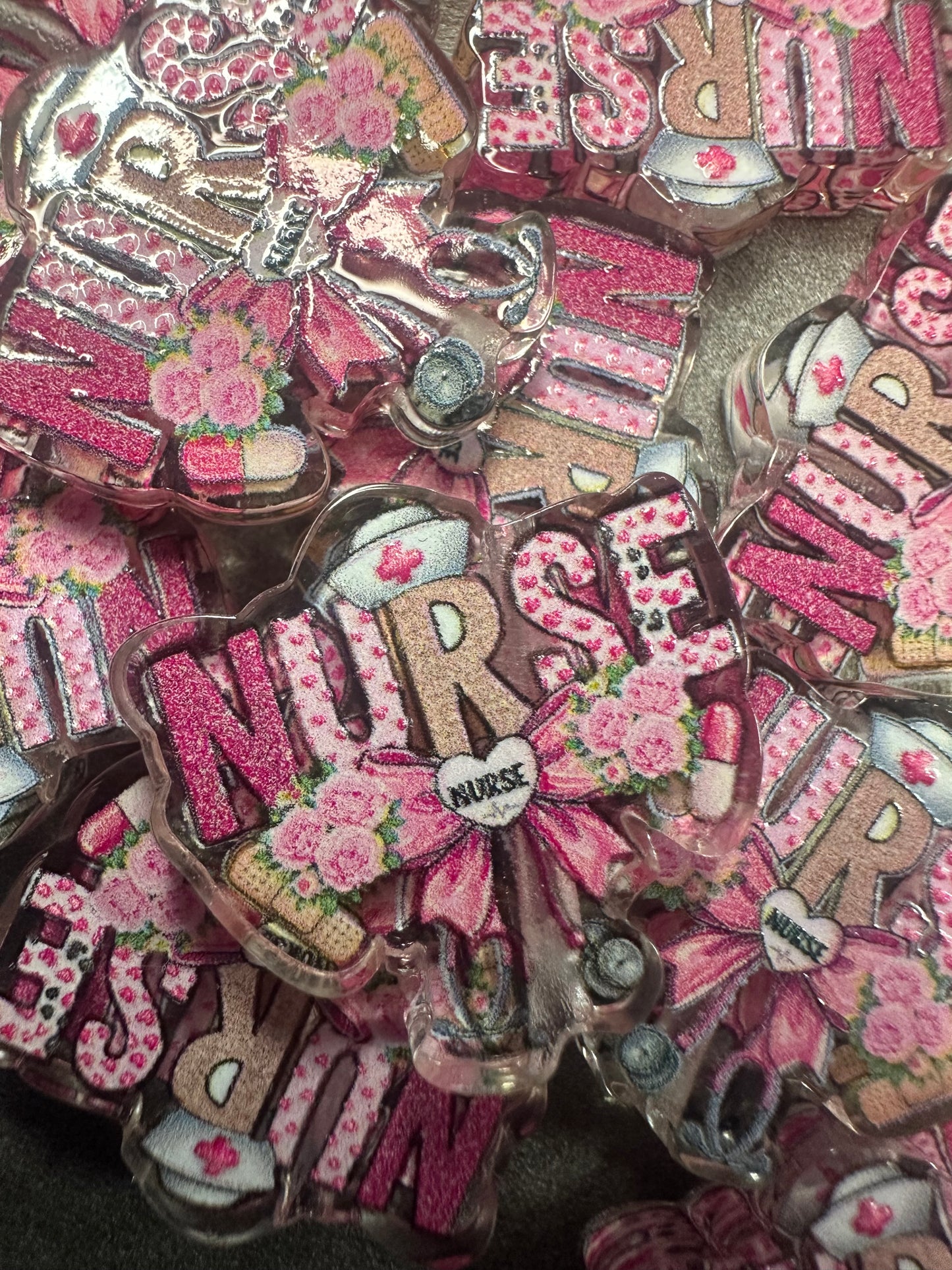 Nurse acrylic focal bead- set of 2/ focal bead/ pen beading / keychain bead/