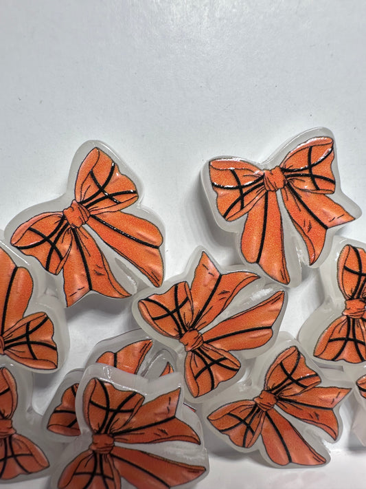 Basketball bow acrylic focal bead- set of 2/ focal bead/ pen beading / keychain bead