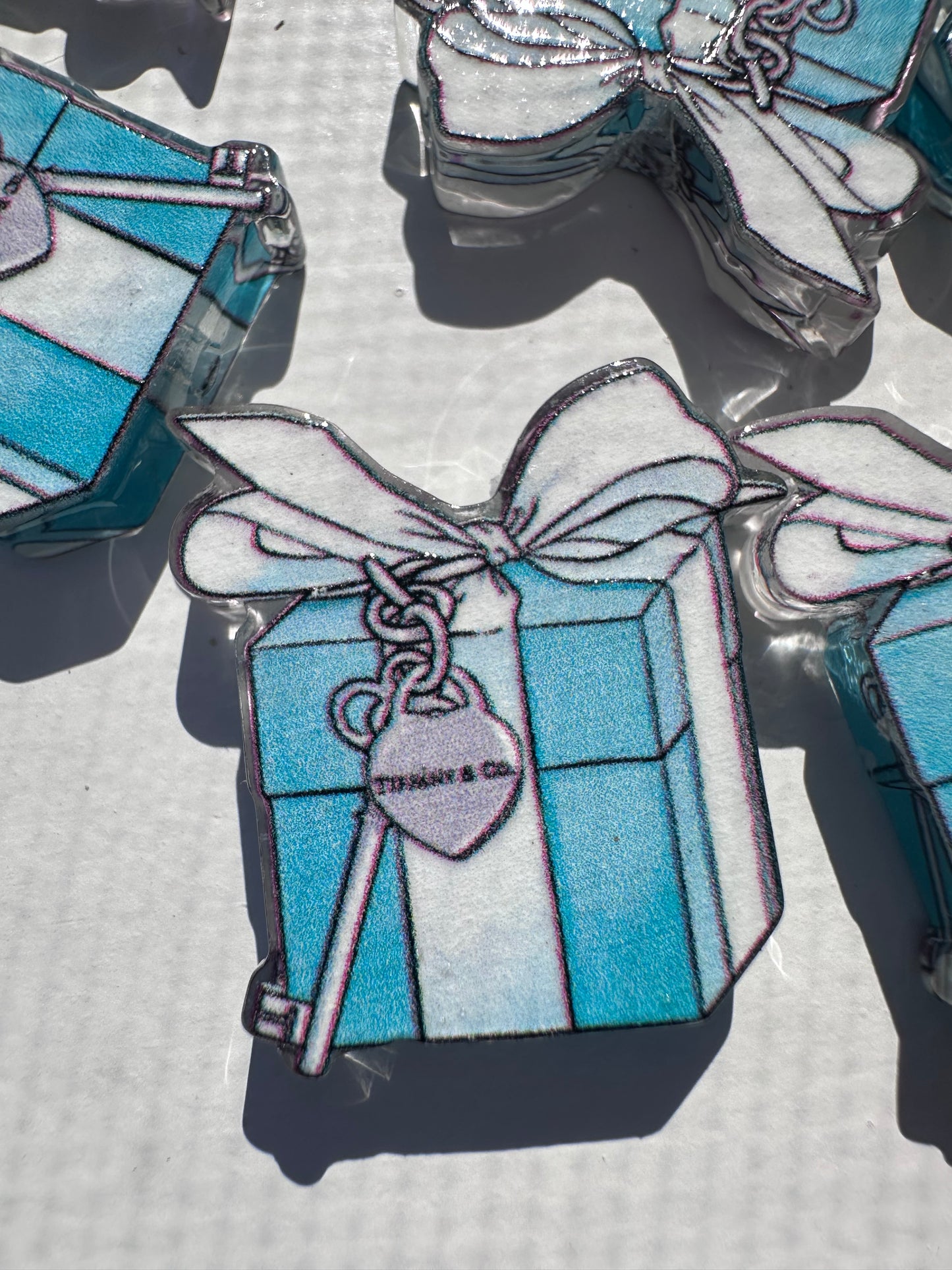 Little blue gift box acrylic focal bead- set of 2/ focal bead/ pen beading / keychain bead /jewelry store