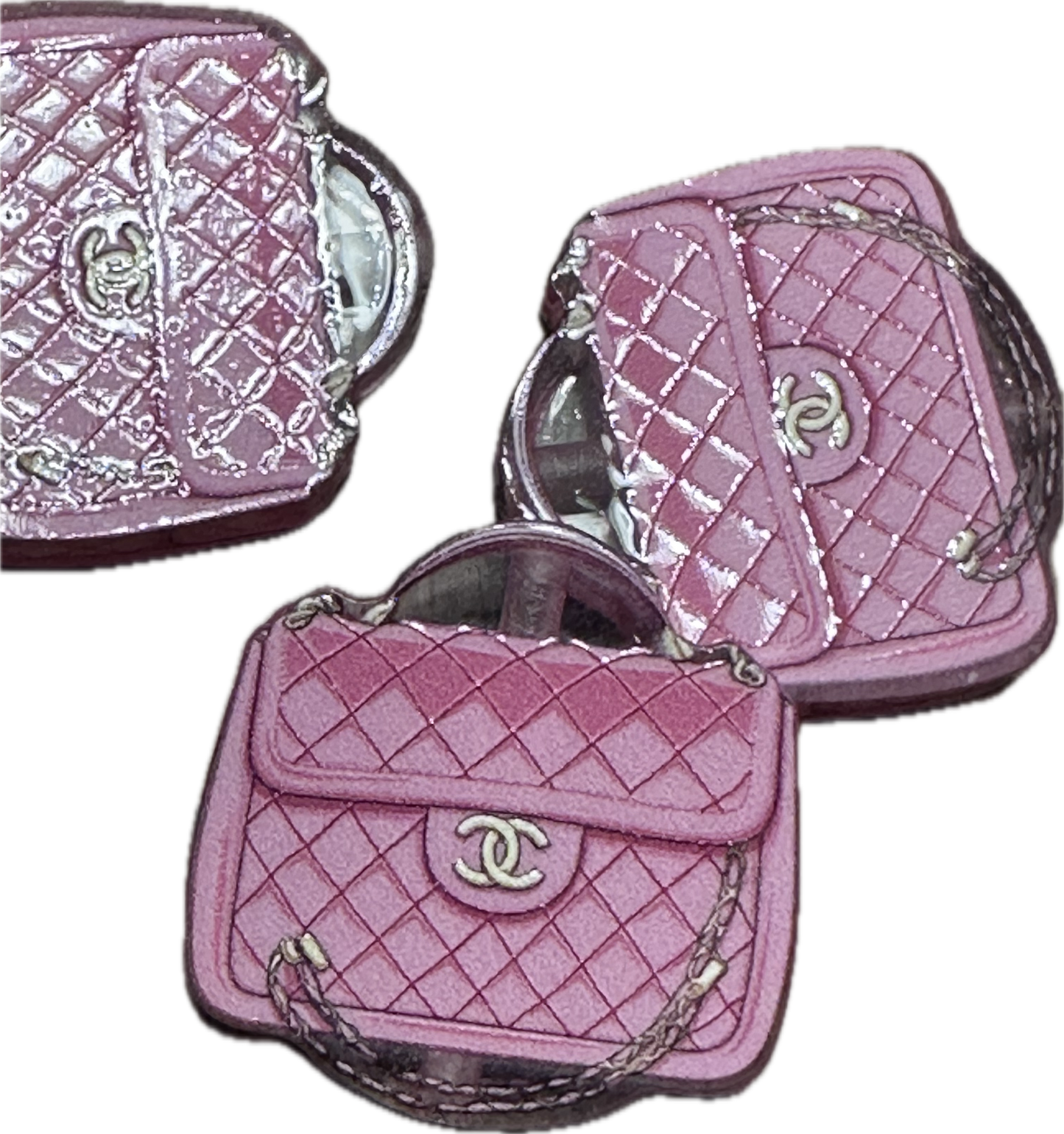 Fancy design Purse Handbag acrylic focal bead- set of 2/ focal bead/pink double c/ pen beading / keychain bead