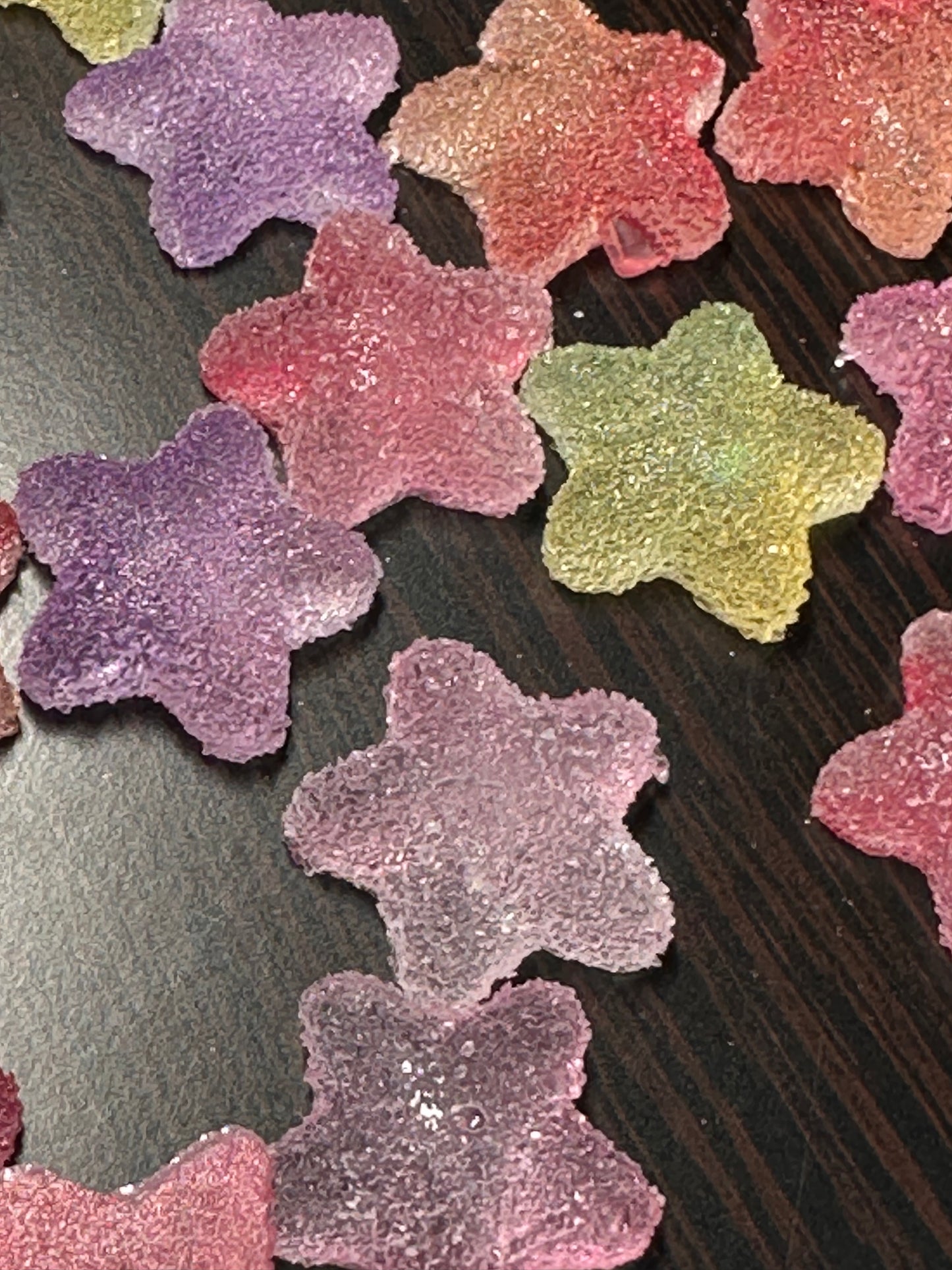 Set of 5 Glue On Resin Sugar Star Charms – Flat Back Embellishments for DIY Crafts