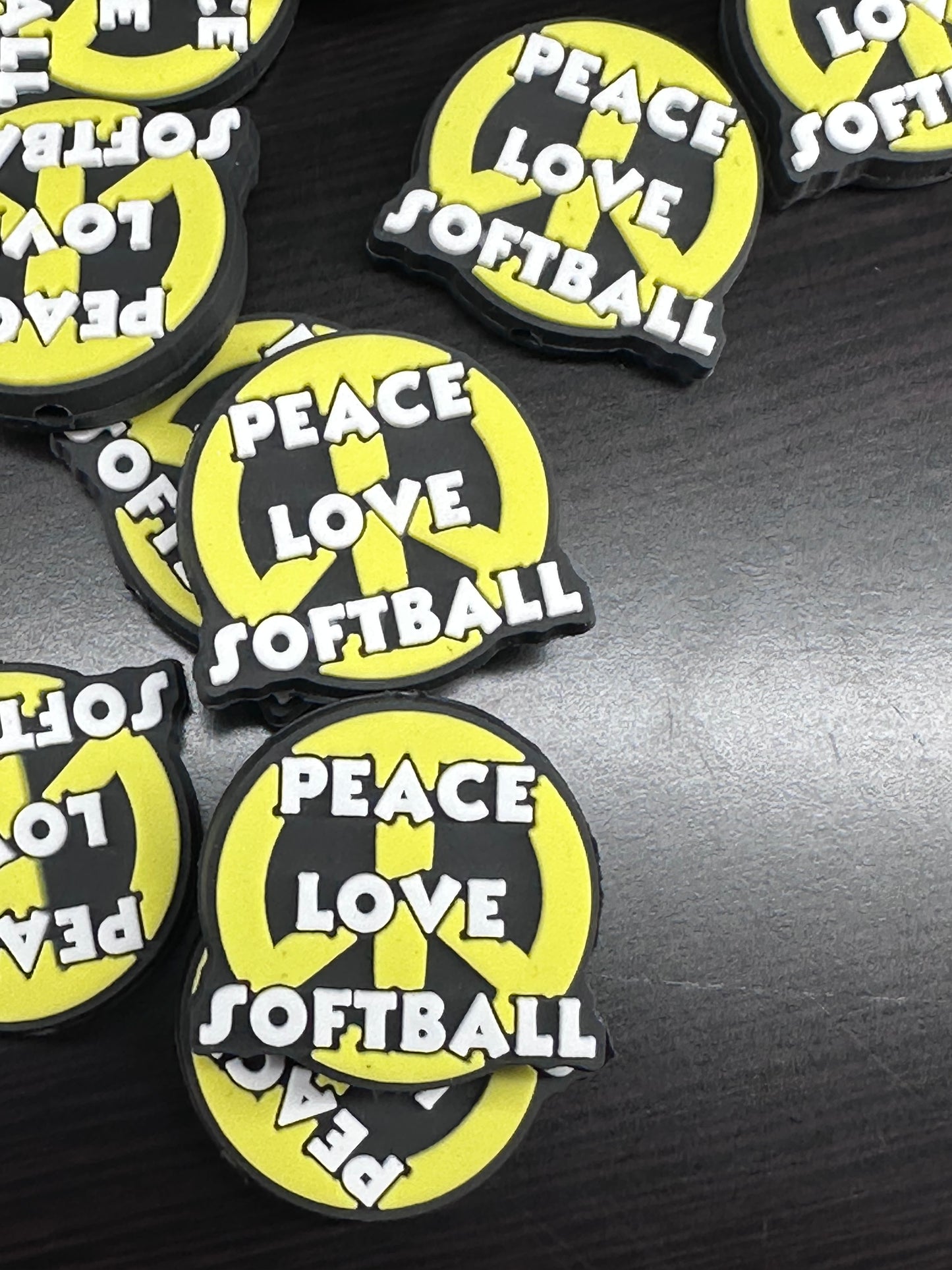 Peace Love and Softball- silicone focal bead/ Baseball /Peace sign