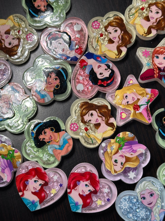 Set of 5 Glue On Princess Shaker boxes Charms – Flat Back Embellishments for DIY Crafts