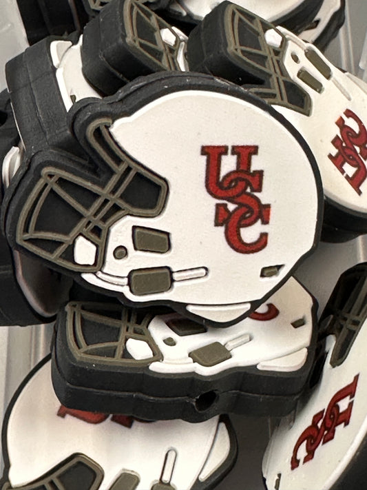 University of South Carolina focal bead / football helmet silicone bead