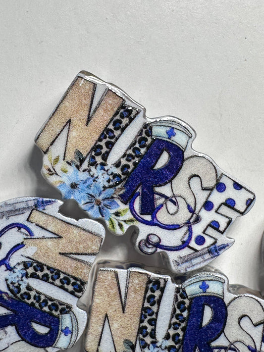 Nurse acrylic focal bead- set of 2/ focal bead/ pen beading / keychain bead