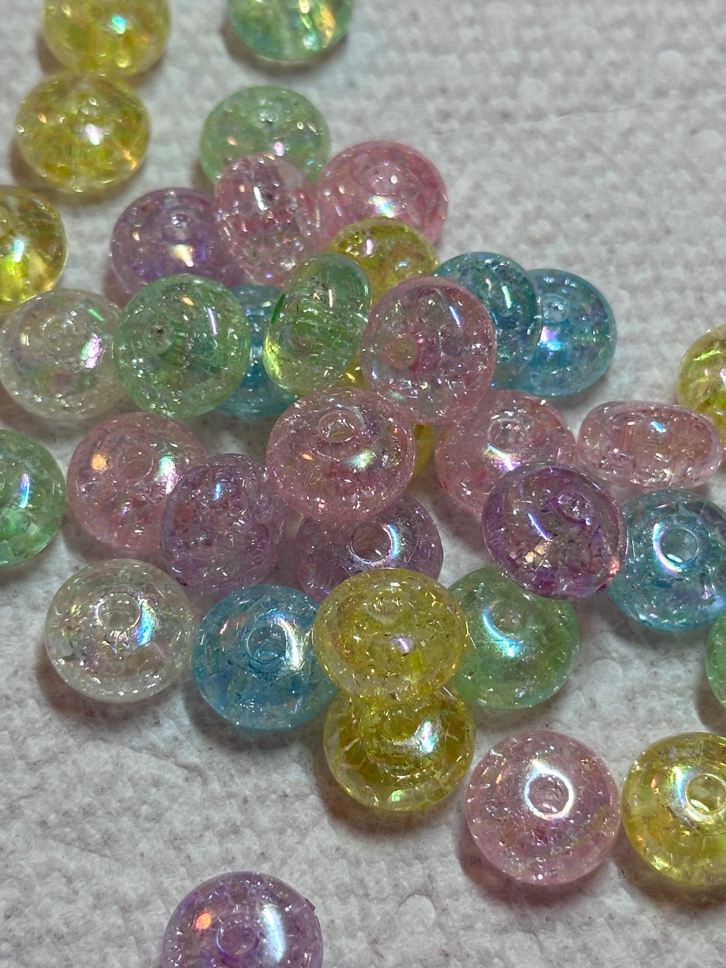 Acrylic spacer beads/ jewelry/ beadable pen beads/ keychain bead/ DIY/ approximately 12mm/ translucent crackle/mixed colors