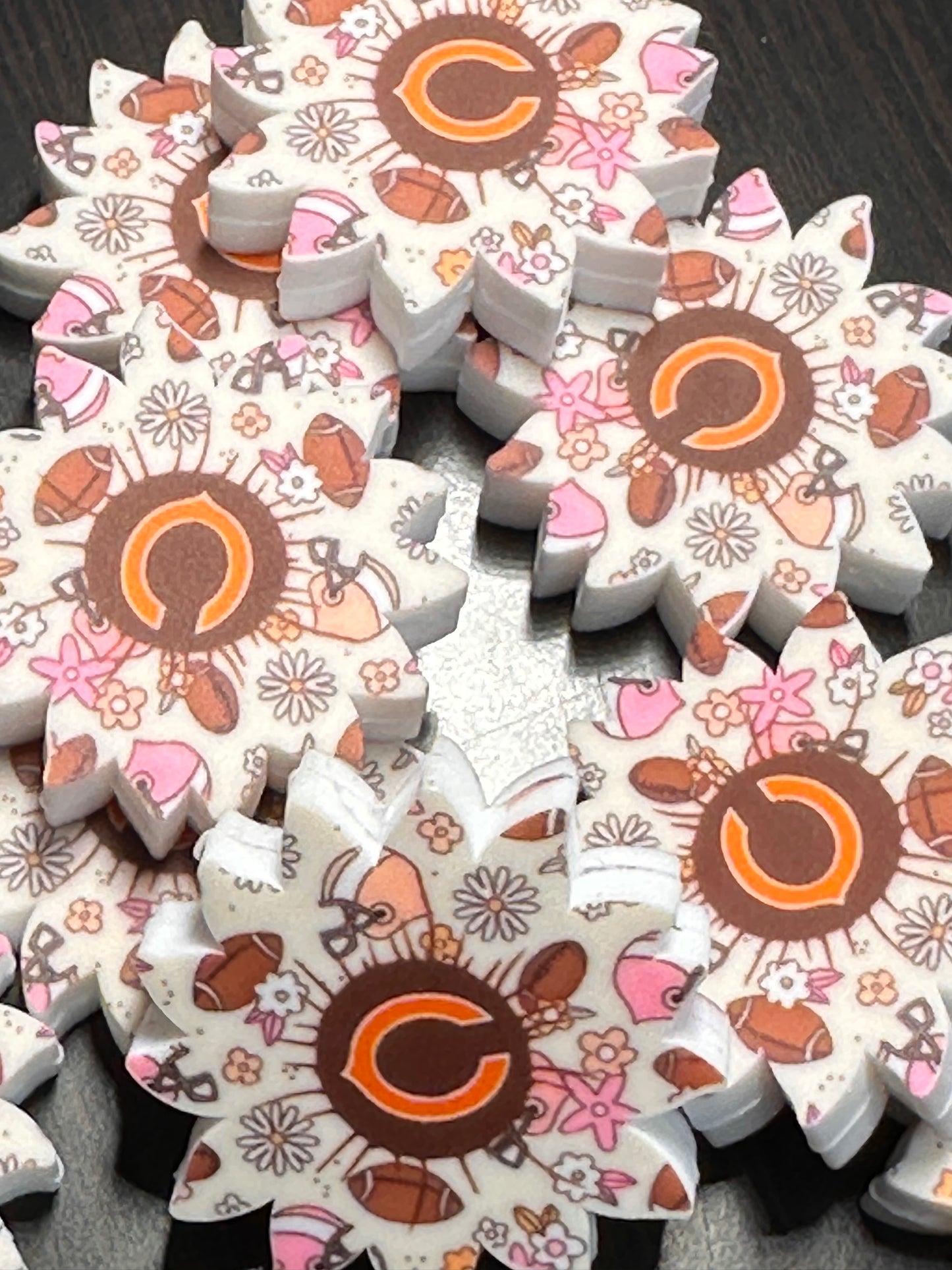 New Chicago Bears silicone focal bead/sunflower shaped-pen beading