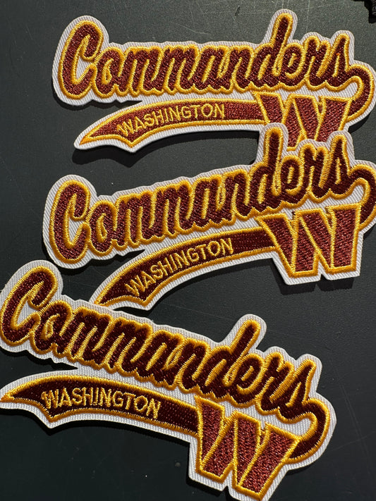 WASHINGTON COMMANDERS EMBROIDERED IRON ON PATCH/ SIZE APPROX 4" x 2"/ QUALITY MATERIAL/FABRIC PATCH/ FOOTBALL TEAM