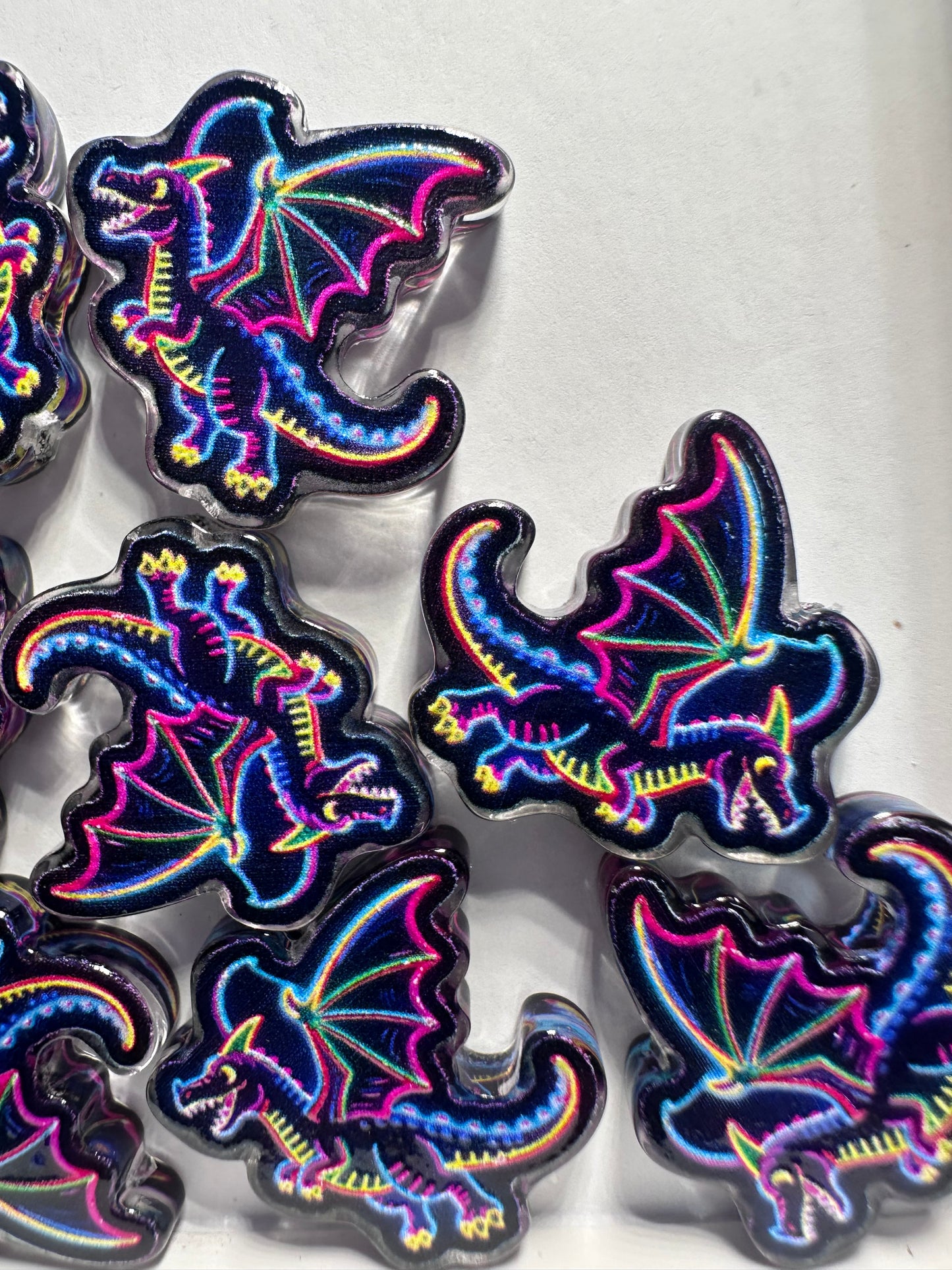 Neon Dragon acrylic focal bead- set of 2/ focal bead/ pen beading / keychain bead/flying dragon