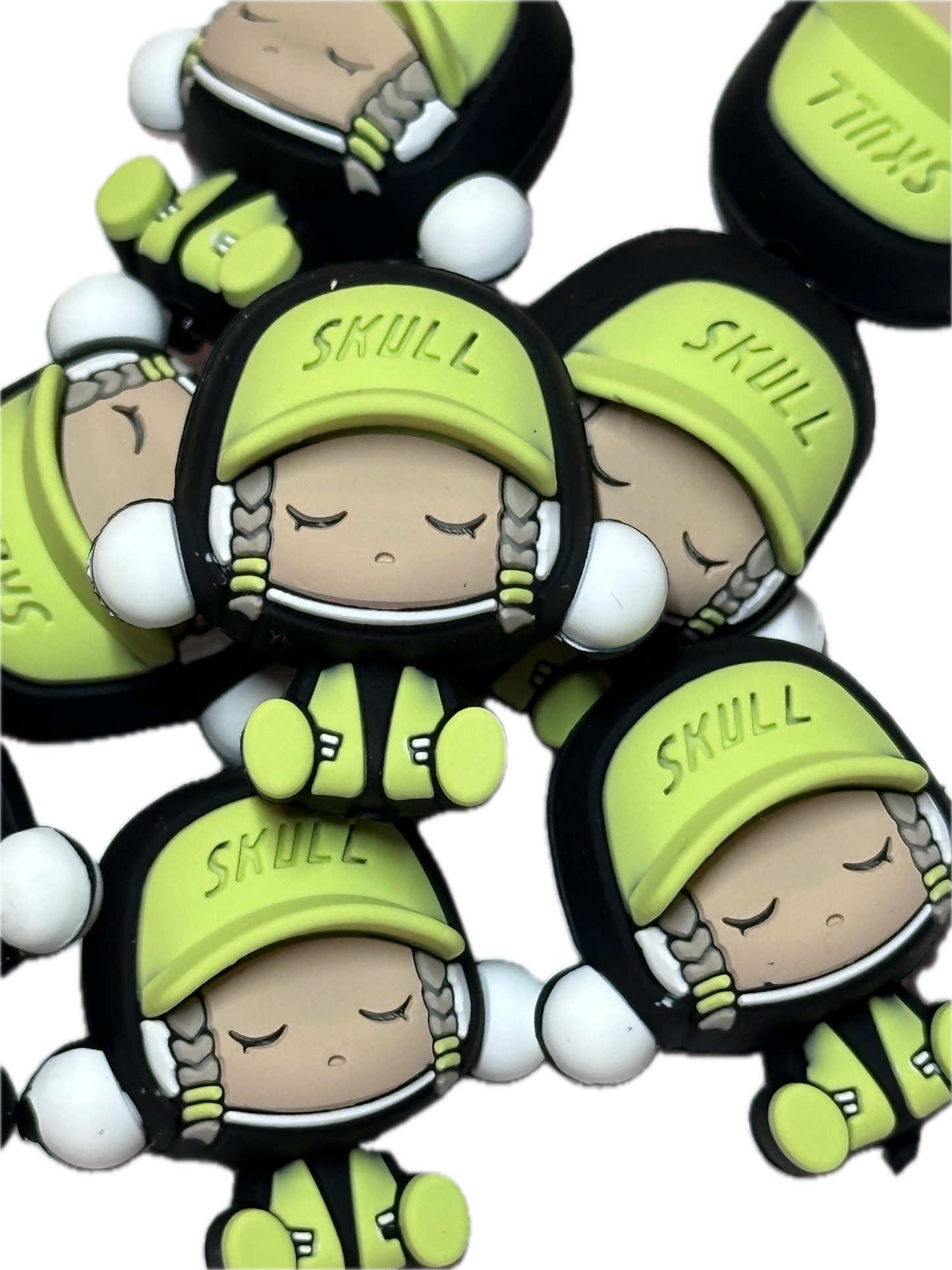 Child in headphones 3D Focal Bead/ beadable pen/ Silicone  bead/ keychain bead/skull