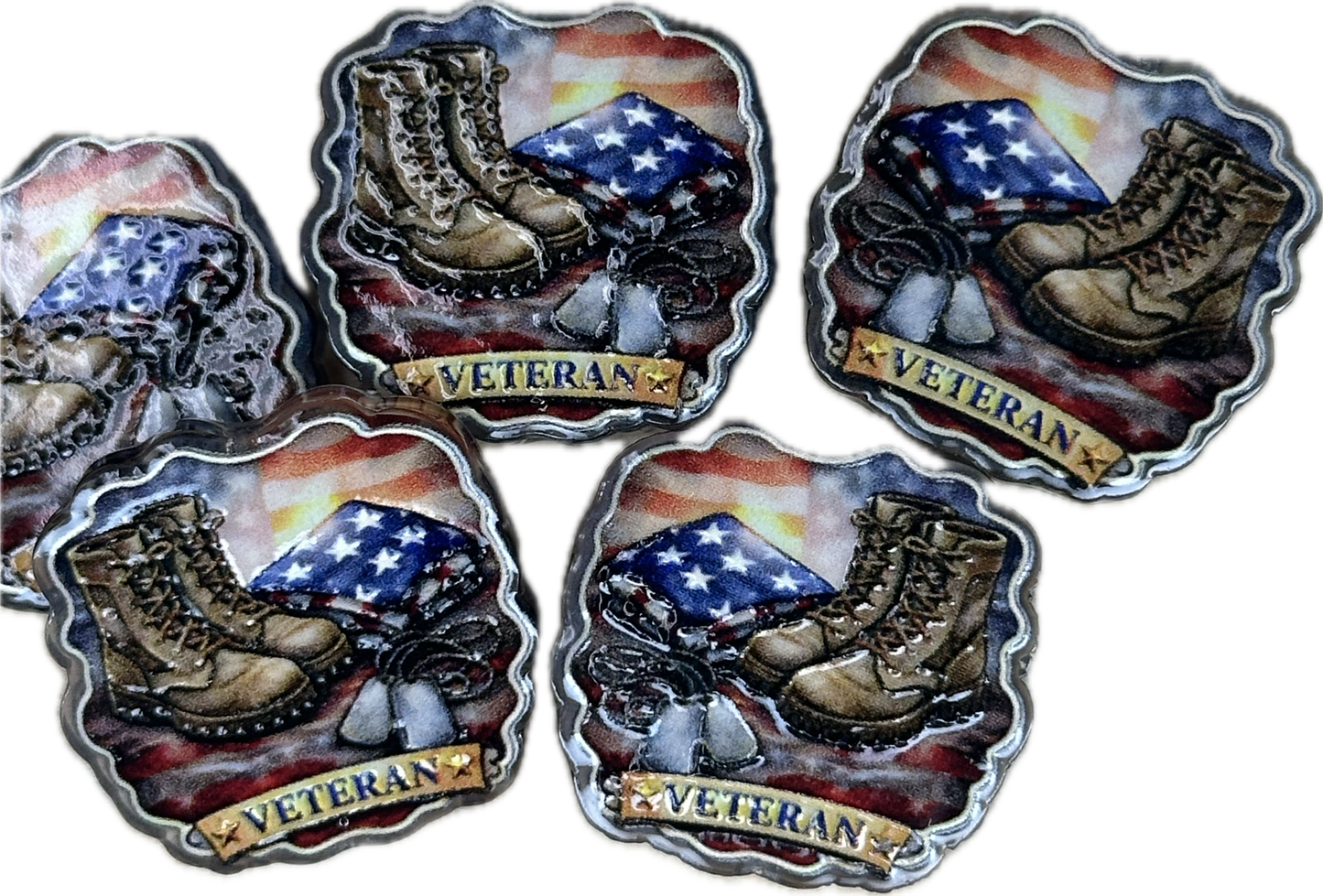 Veteran acrylic focal bead- set of 2/ focal bead/ pen beading / keychain bead/ military/ patriotic