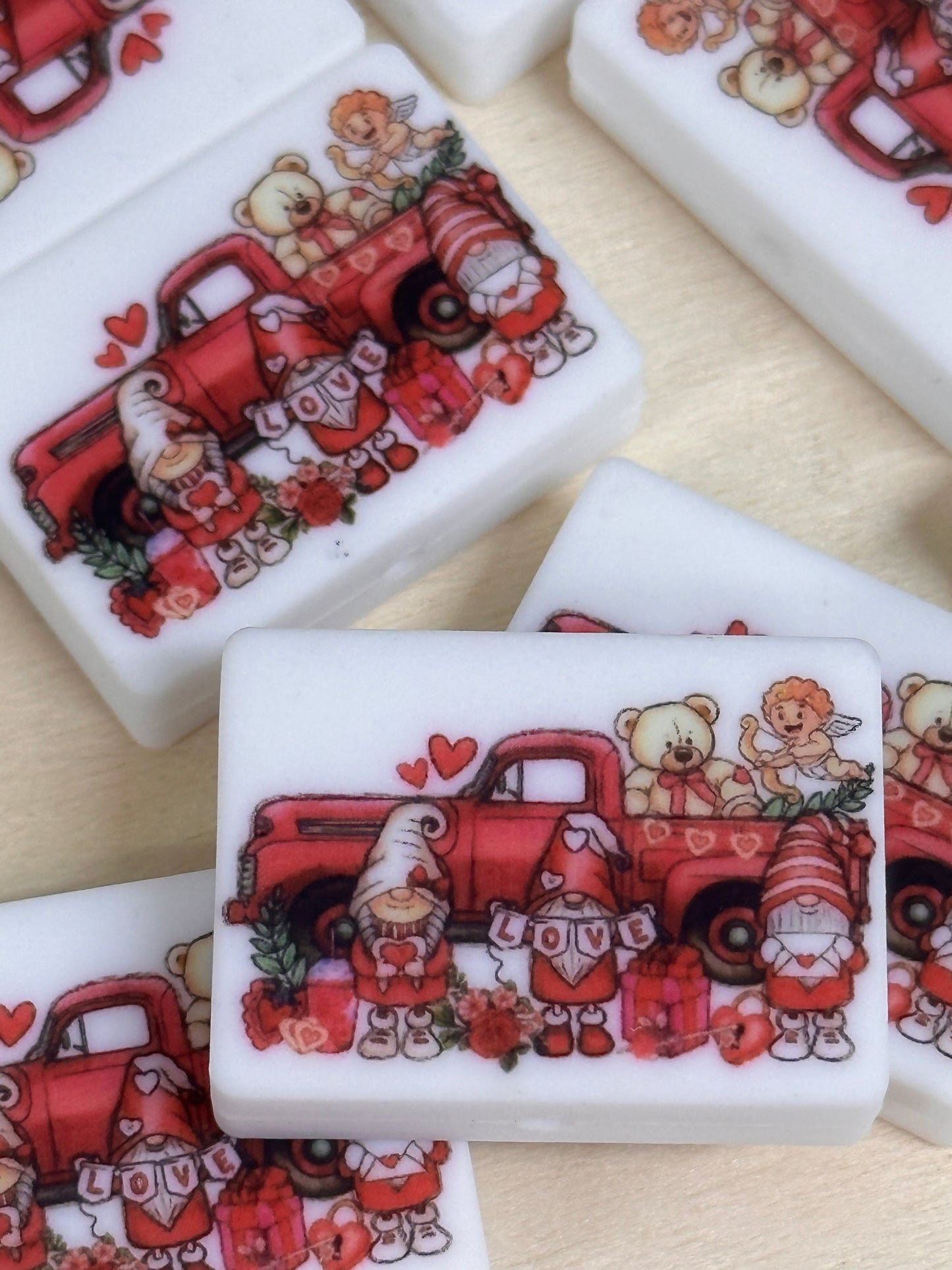 Valentines Day focal bead/ red truck/ love/ gnomes