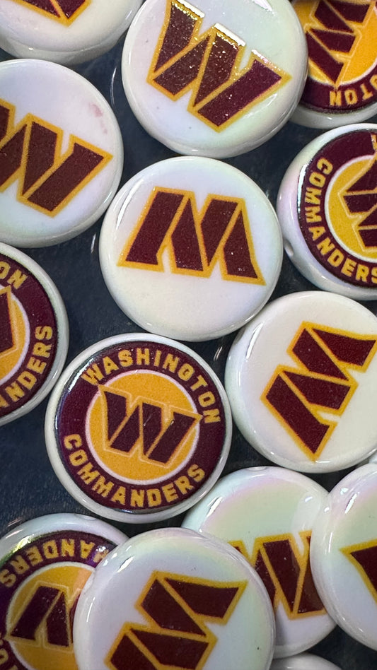 Washington Commanders Acrylic bead- set of 5/ focal bead/ pen beading / keychain bead/ football /Approx. 23mm