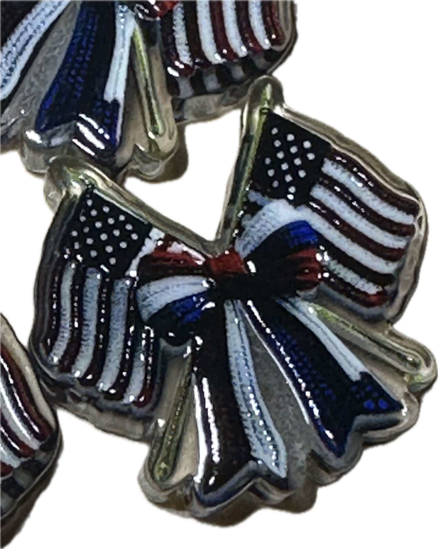 Patriotic Flags and Bow acrylic focal bead- set of 2/ focal bead/ pen beading / keychain bead/