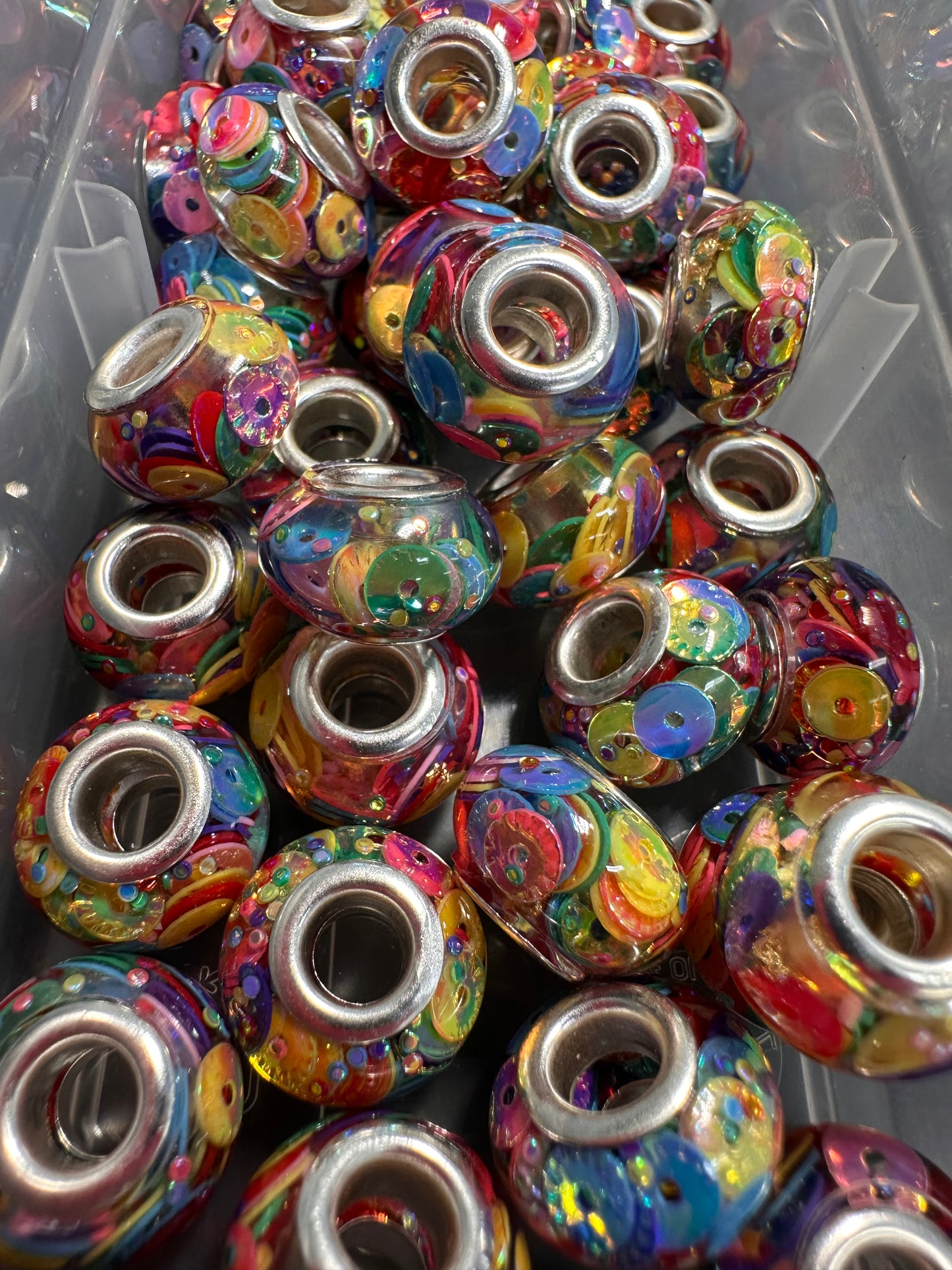 Resin filled spacer beads/ Ten beads included/ jewelry beads/ beadable pen/ keychain bead/ DIY bead/ 12mm approx/
