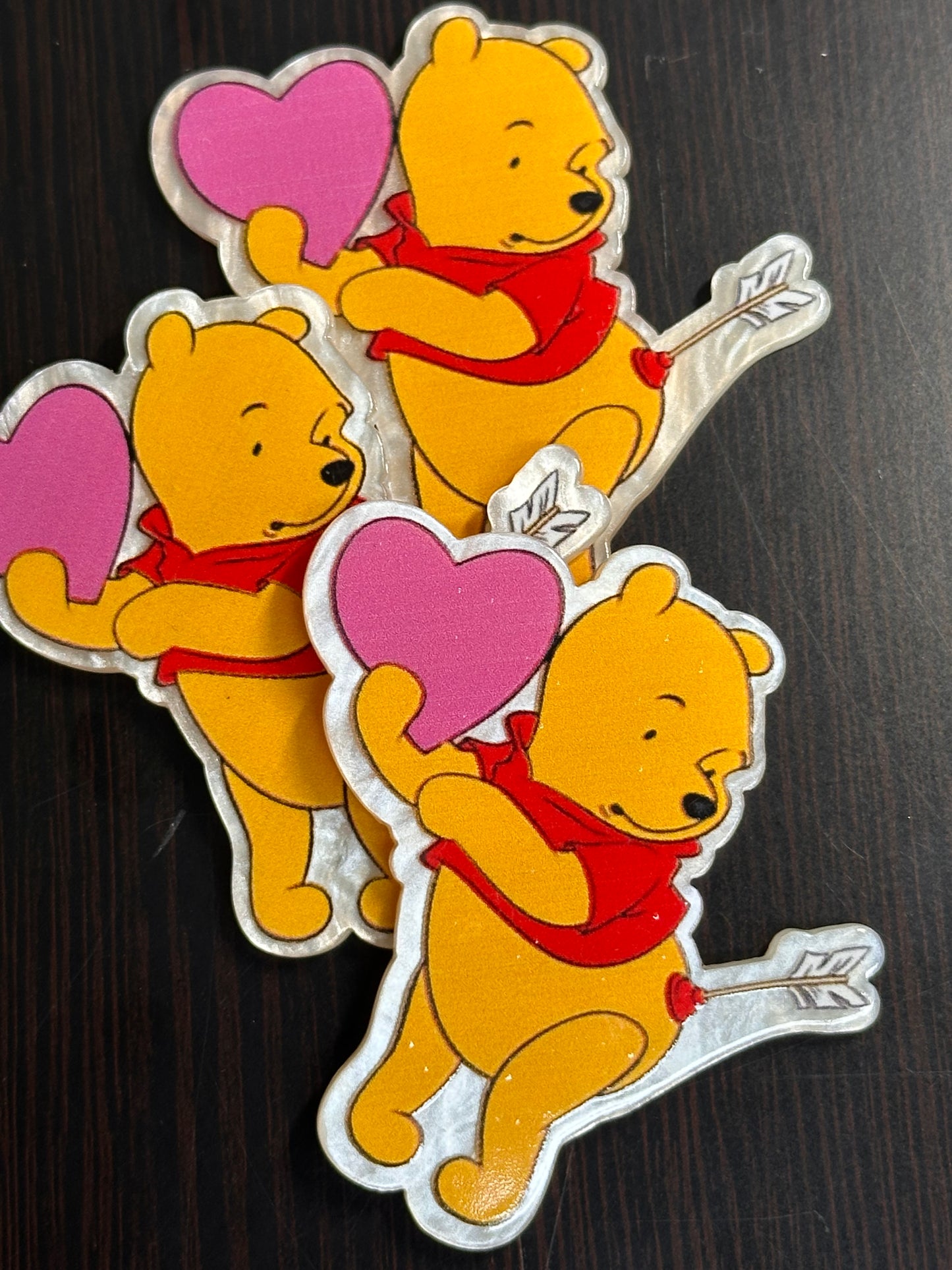 Heart balloon with bear acrylic pieces/ badge reel/ keychain/ planar