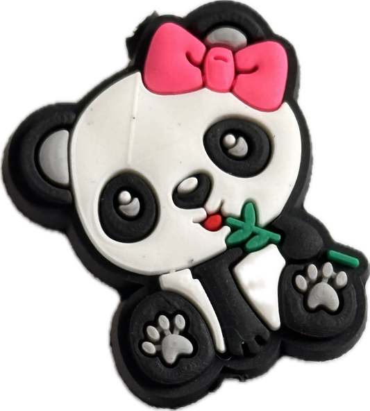 Panda bear with pink bow/ Focal Bead/ beadable pen/ Silicone  bead/ keychain bead/ bear