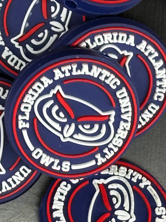 Florida Atlantic University focal bead / football silicone bead